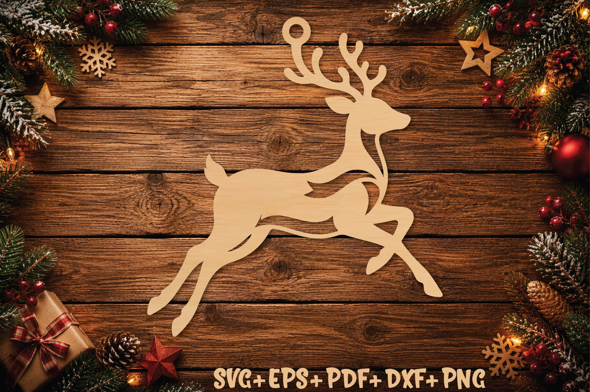 Running Reindeer Christmas Ornament SVG