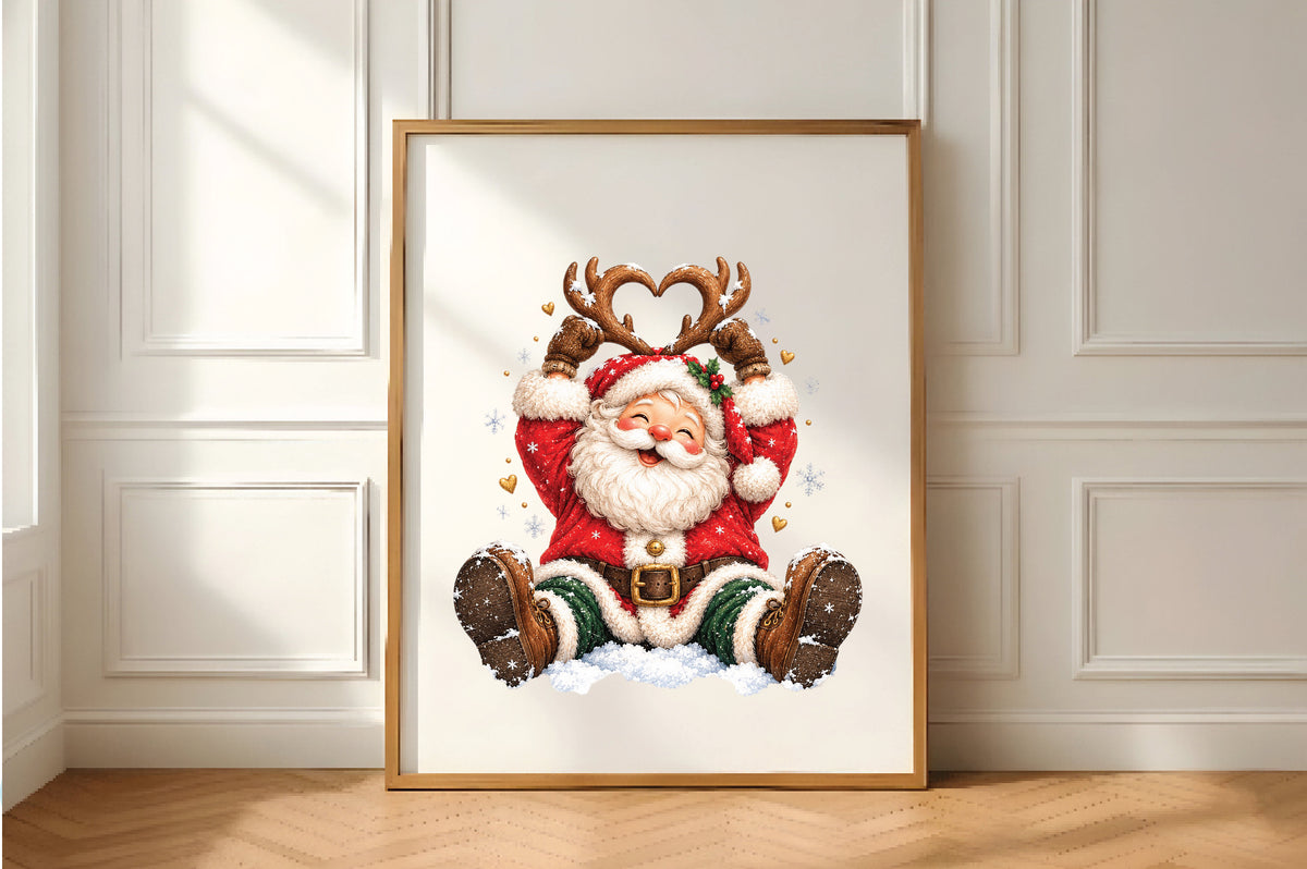 Santa Reindeer Antler Heart Christmas PNG