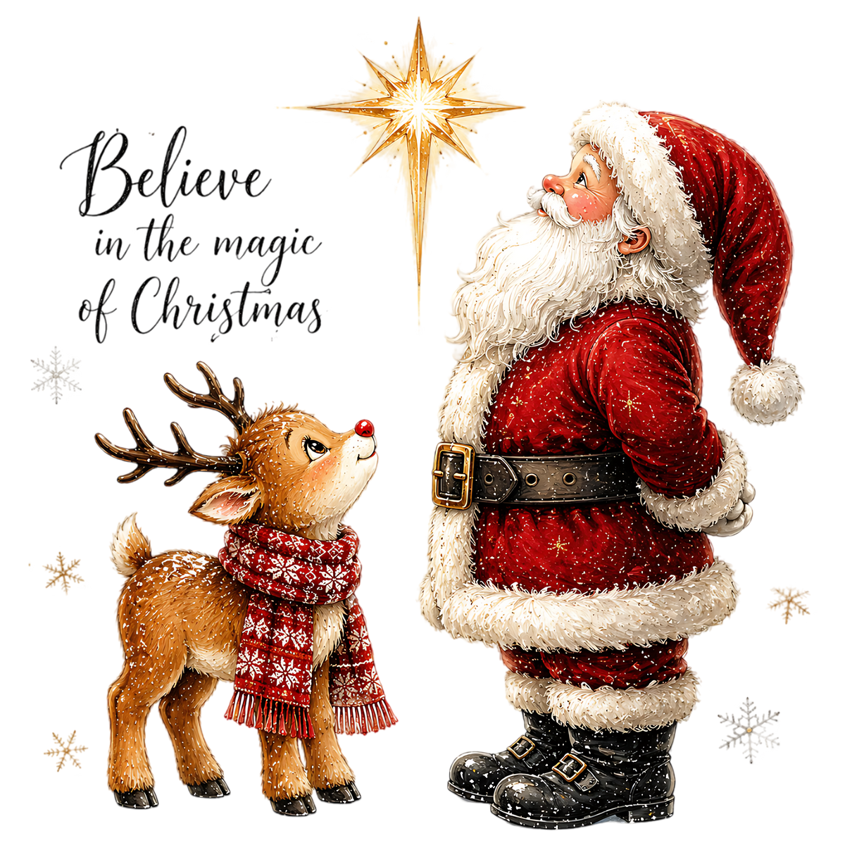 Santa Reindeer Christmas Magic PNG