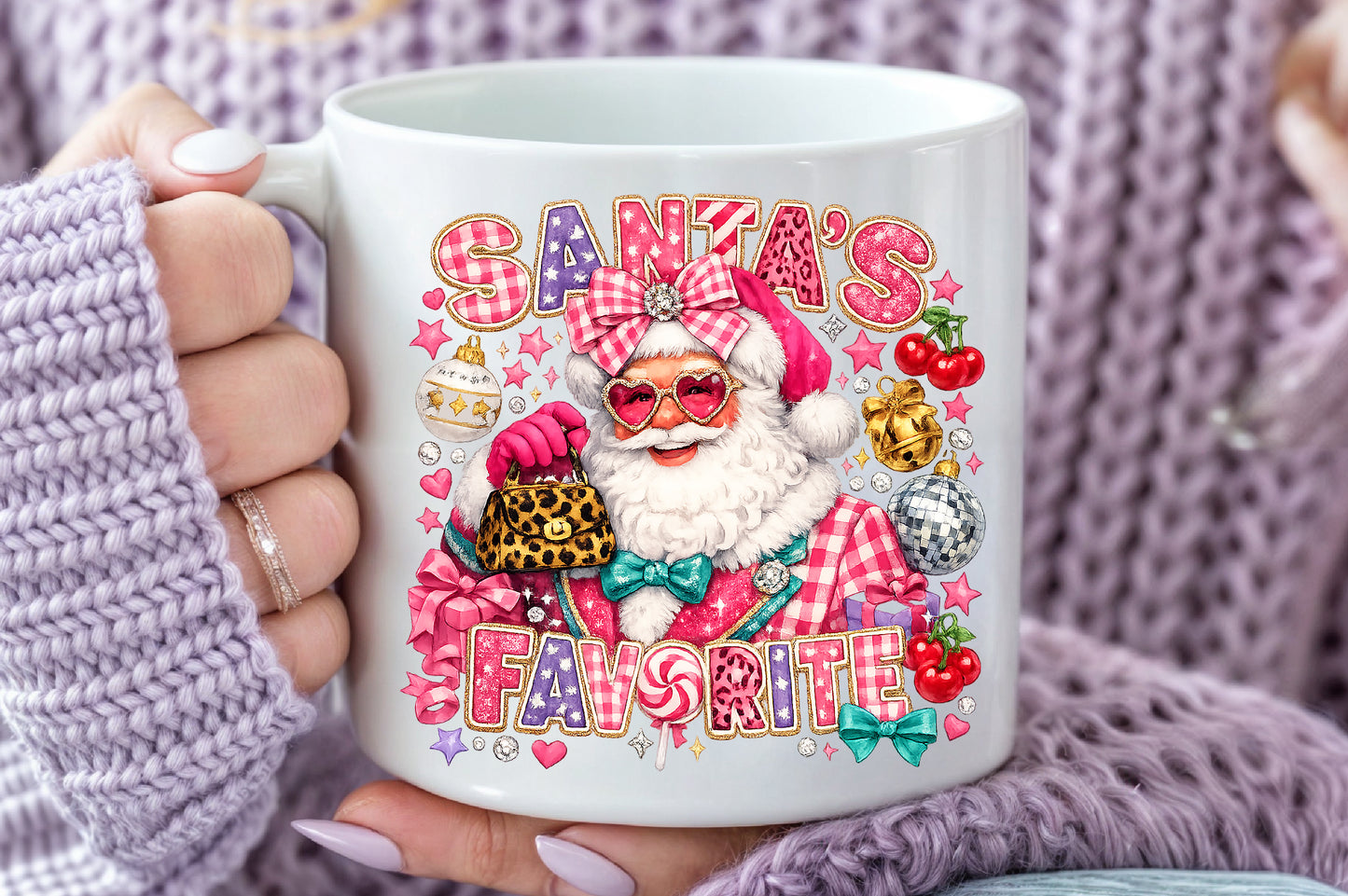 Santa’s Favorite Retro Pink Christmas Sublimation PNG