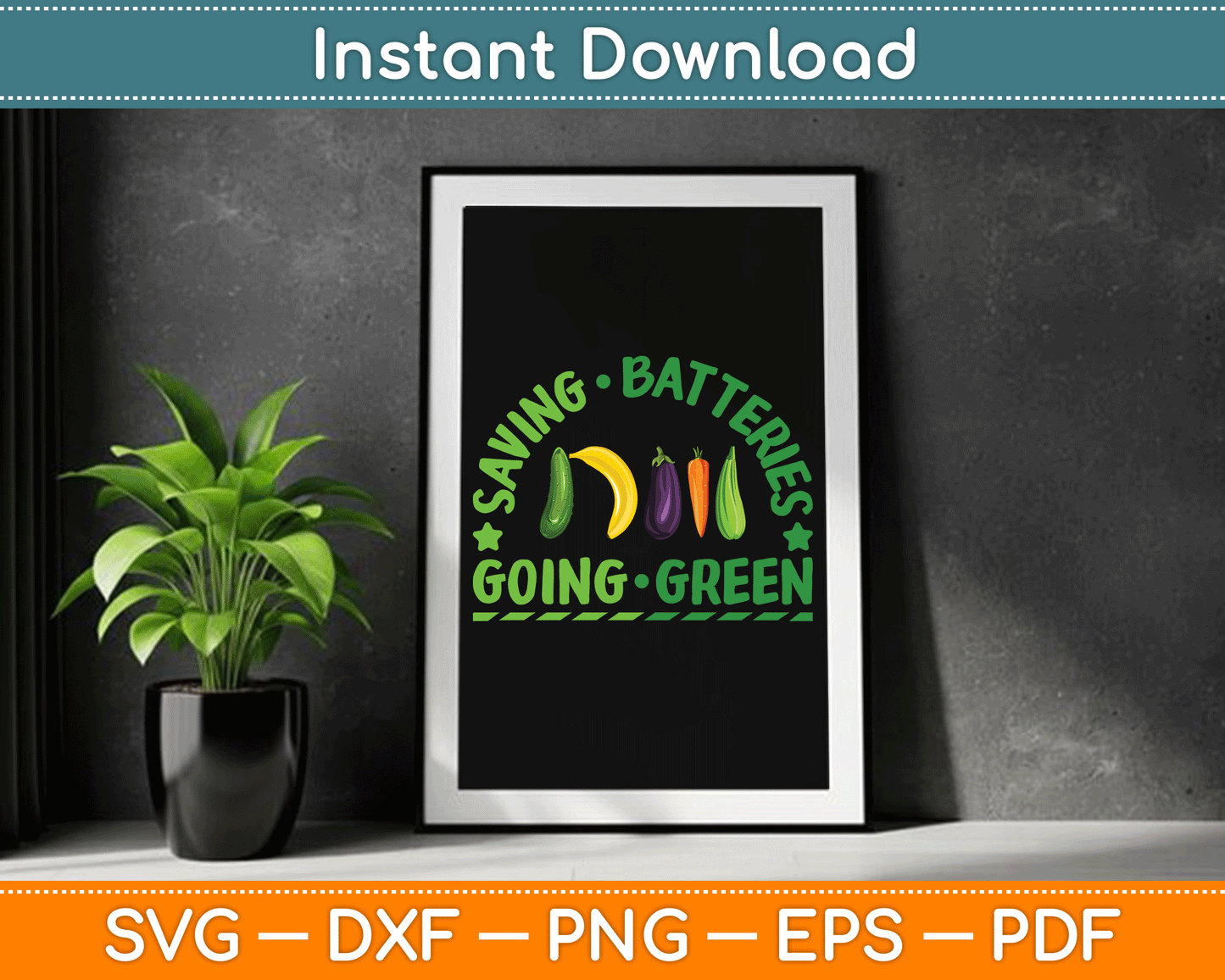 Saving Batteries Going Green SVG Digital Cutting File