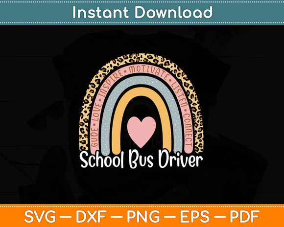 School Bus Driver 100th Day Of School Bus Driver Rainbow Svg Digital Cutting File