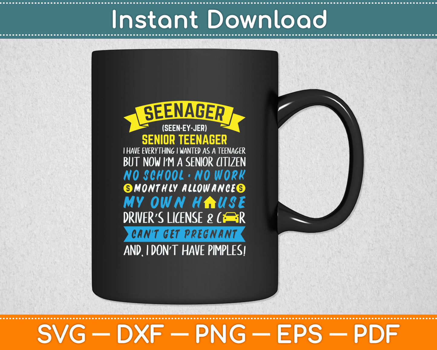 Seenager Definition Funny Senior Citizen Svg Digital Cutting File