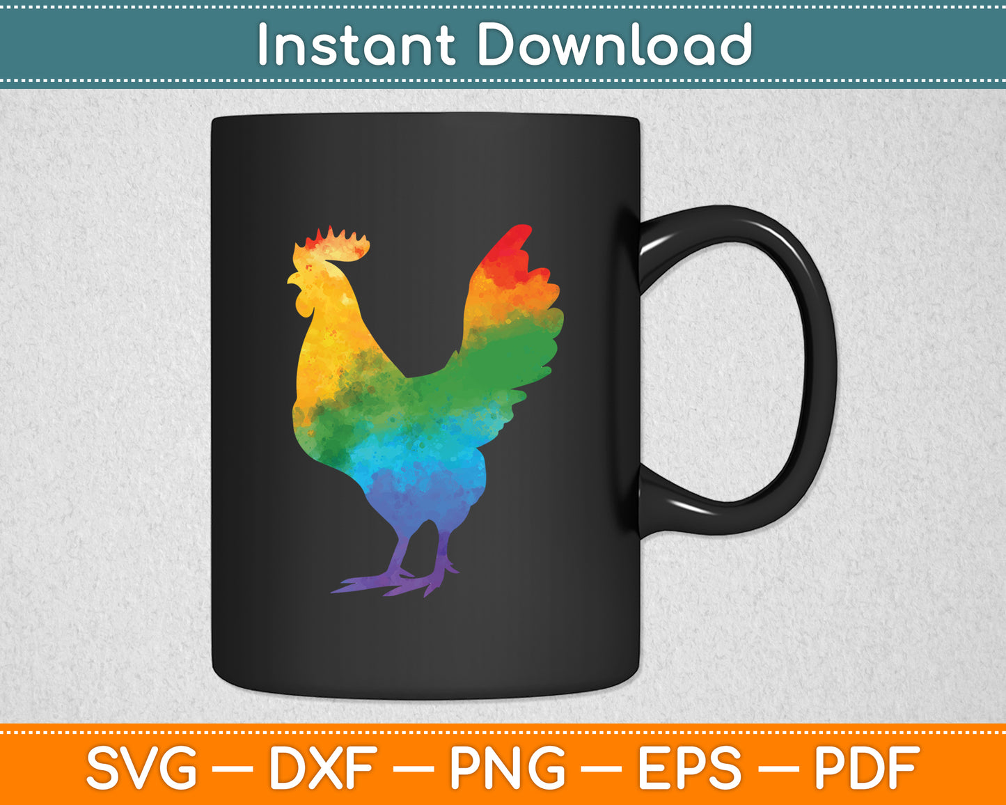 Rooster Retro Style Svg Png Dxf Digital Cutting File