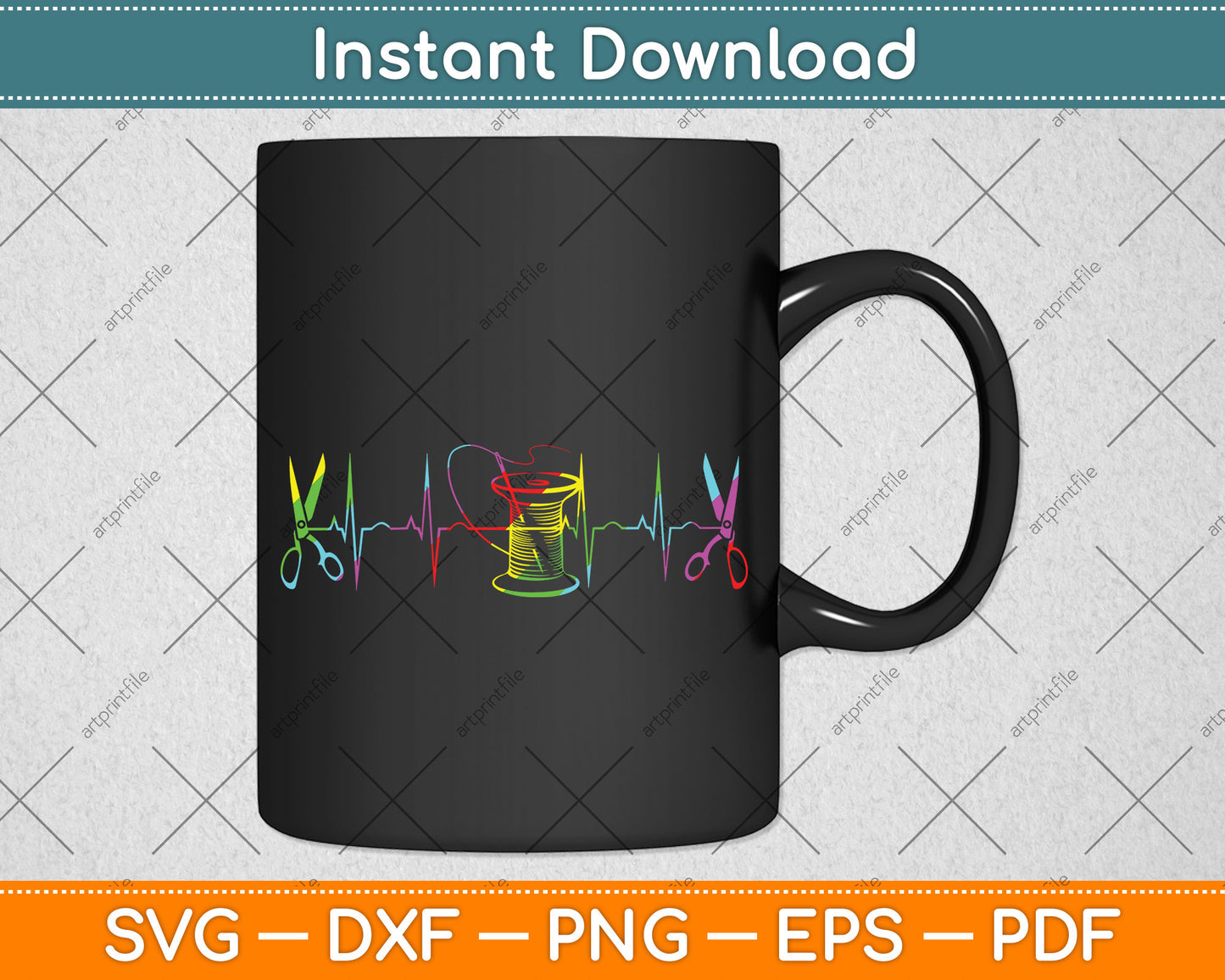 Sewing Machine Heartbeat Fabric Patchwork Handcrafts Svg Png Dxf Digital Cutting File