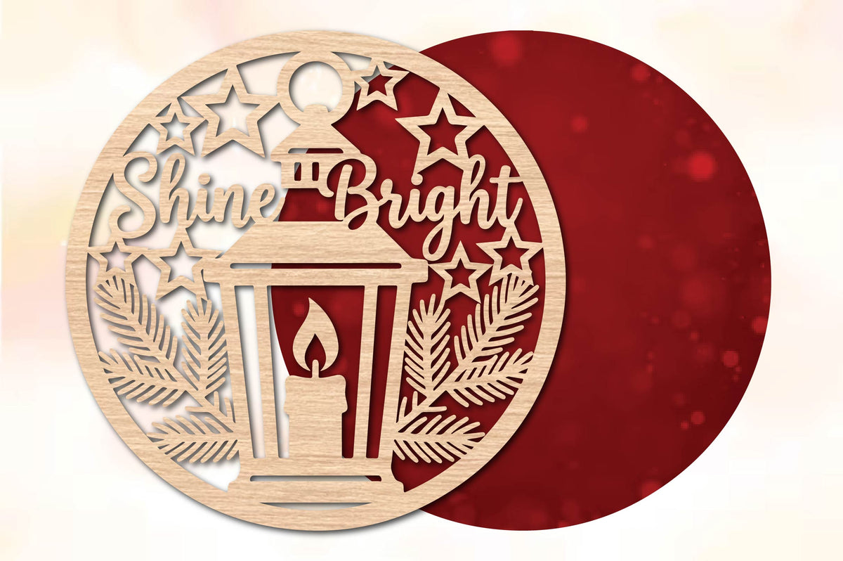 Shine Bright Christmas Candle Laser Cut SVG