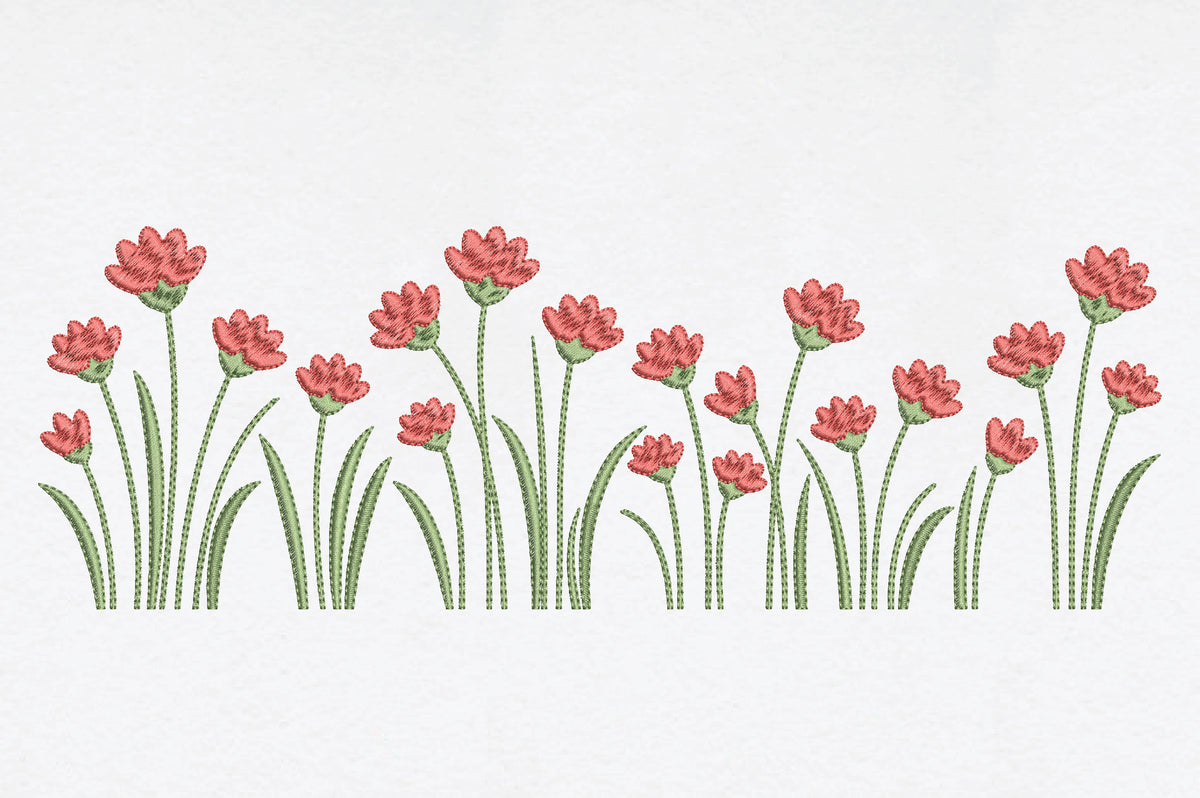 Simple Flower Garden Embroidery Design