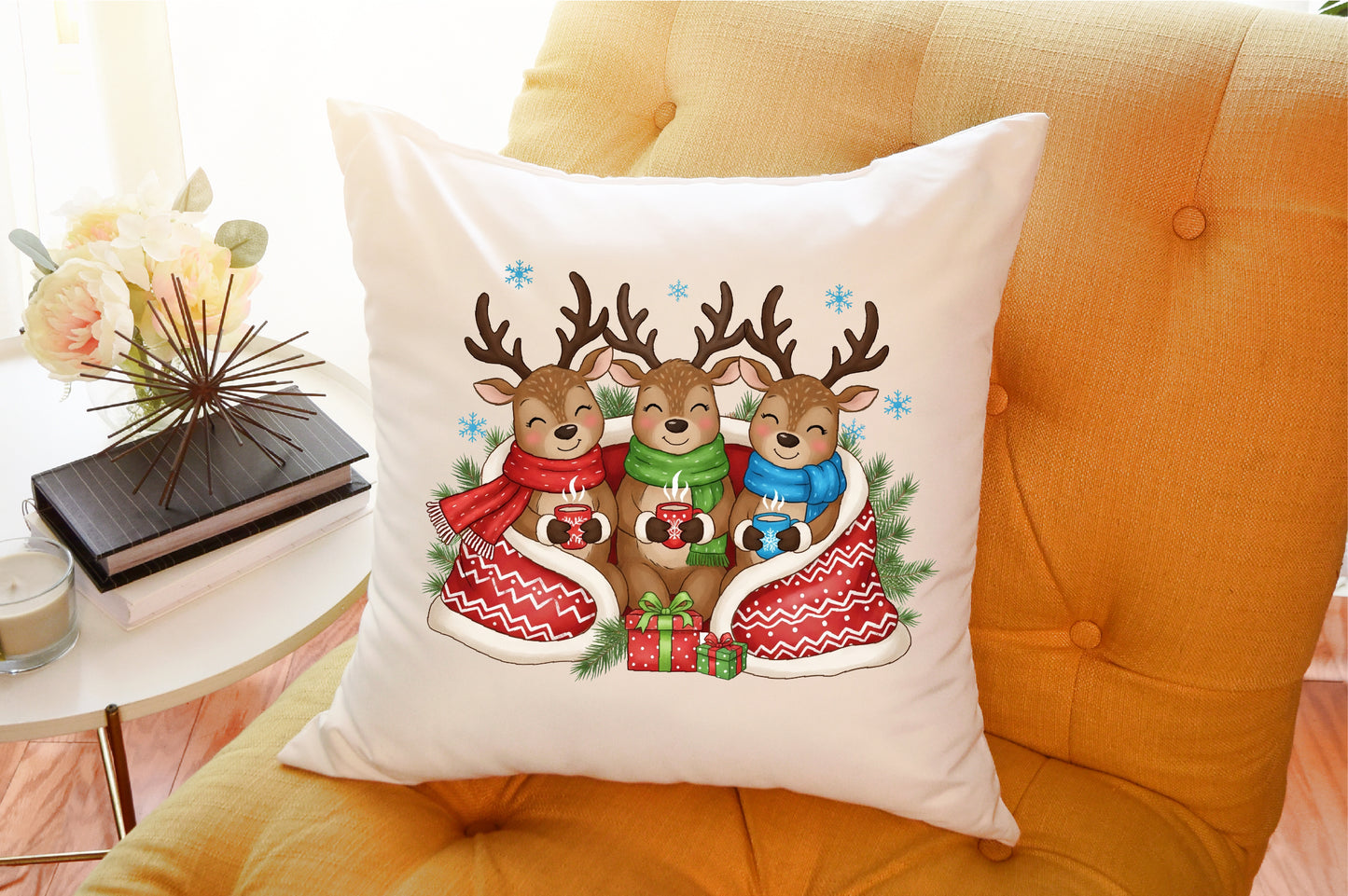 Cute Christmas Reindeer Cocoa PNG