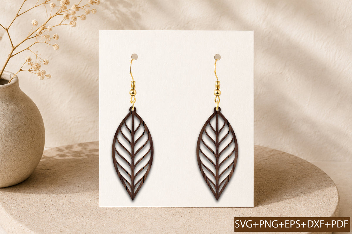 Skeleton Leaf Earrings SVG