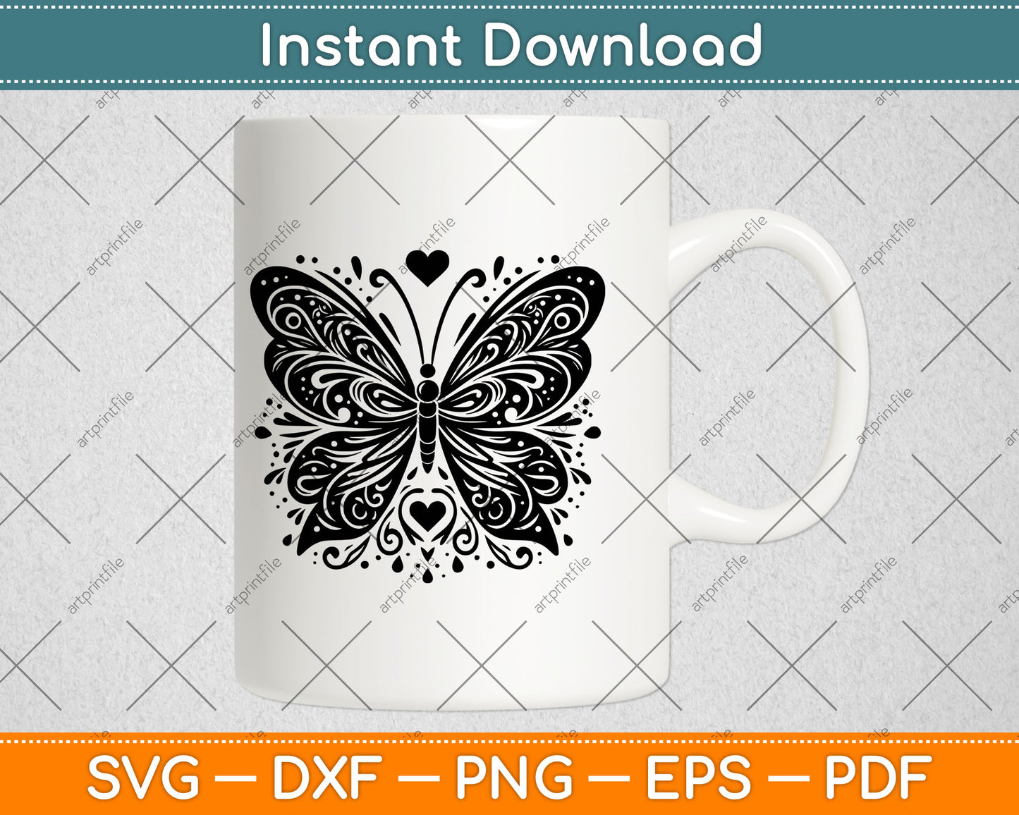 Sparkly Heart Butterfly Svg Digital Cutting File