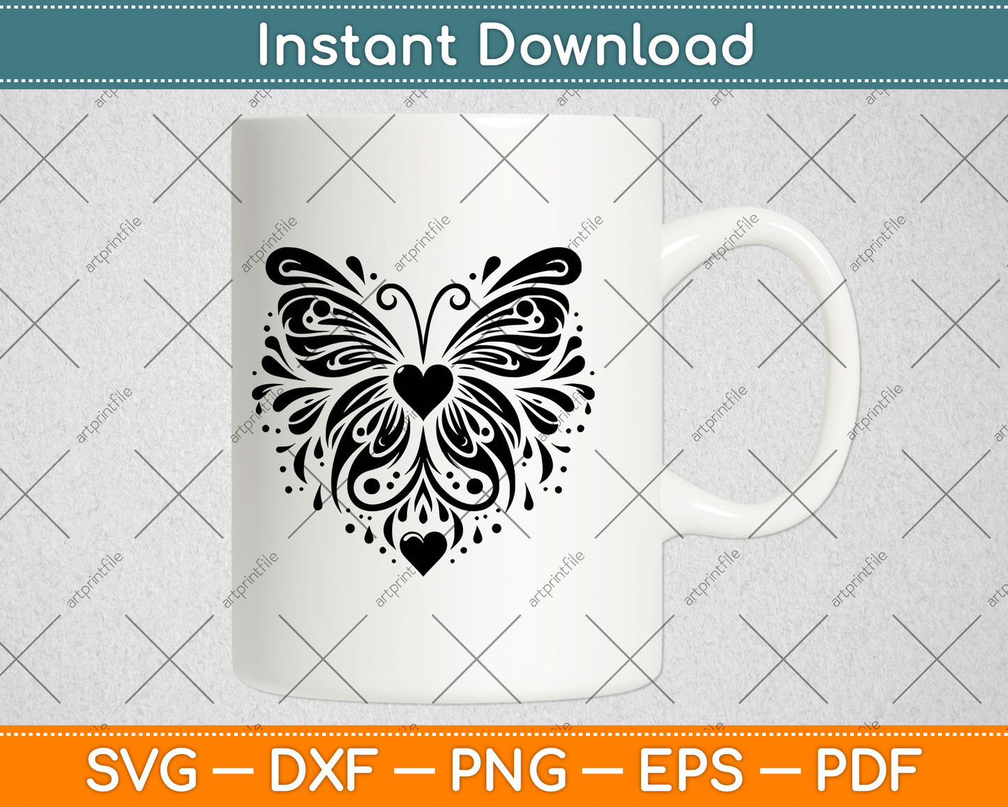 Sparkly Heart Butterfly Svg Digital Cutting File