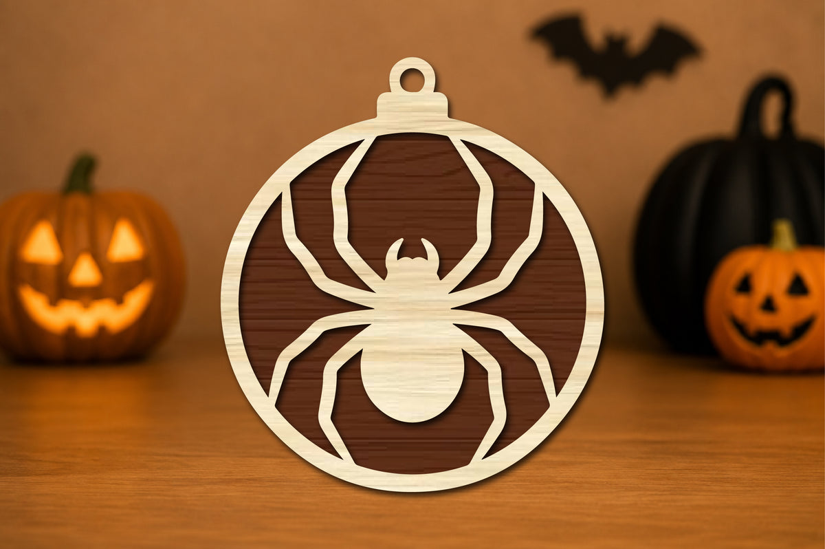 Spider Laser Cut SVG, Halloween Spider Ornament Design