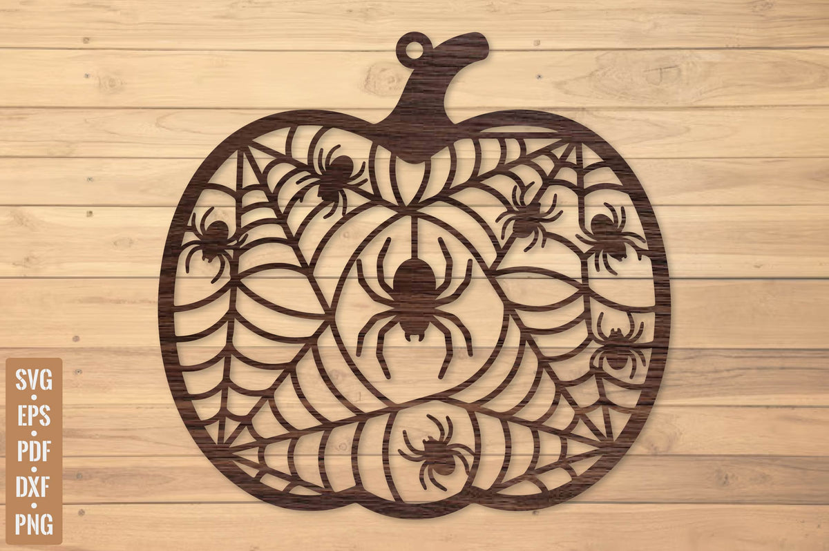 Spider Web Pumpkin Halloween Laser Cut SVG, Spider Pumpkin Cut File, Halloween Pumpkin Wall Decor