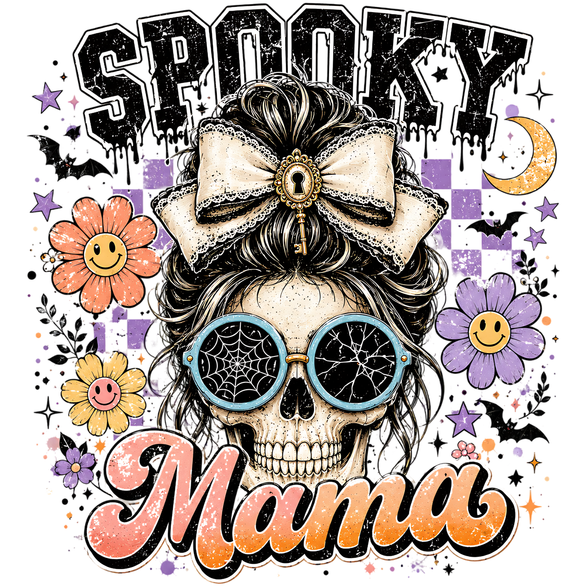 Spooky Mama Skull Halloween PNG