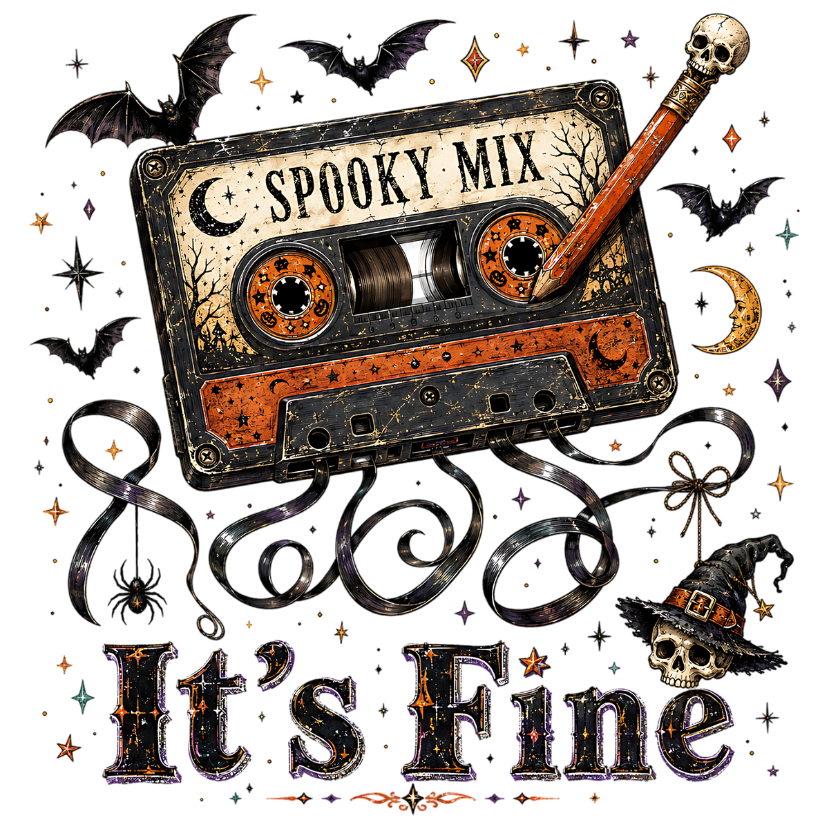 Spooky Mix Halloween Cassette PNG
