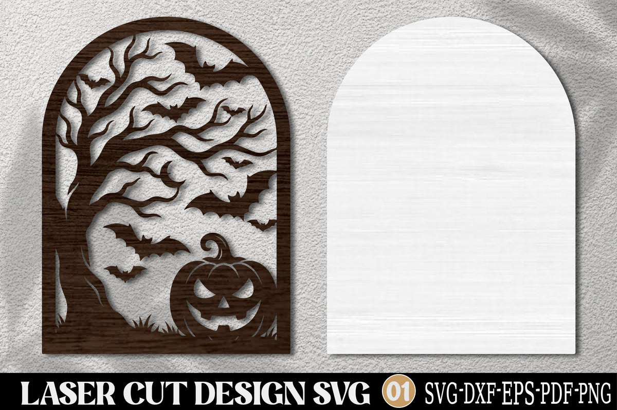 Spooky Tree Pumpkin Laser Cut SVG | Halloween Tree Pumpkin Haunted SVG