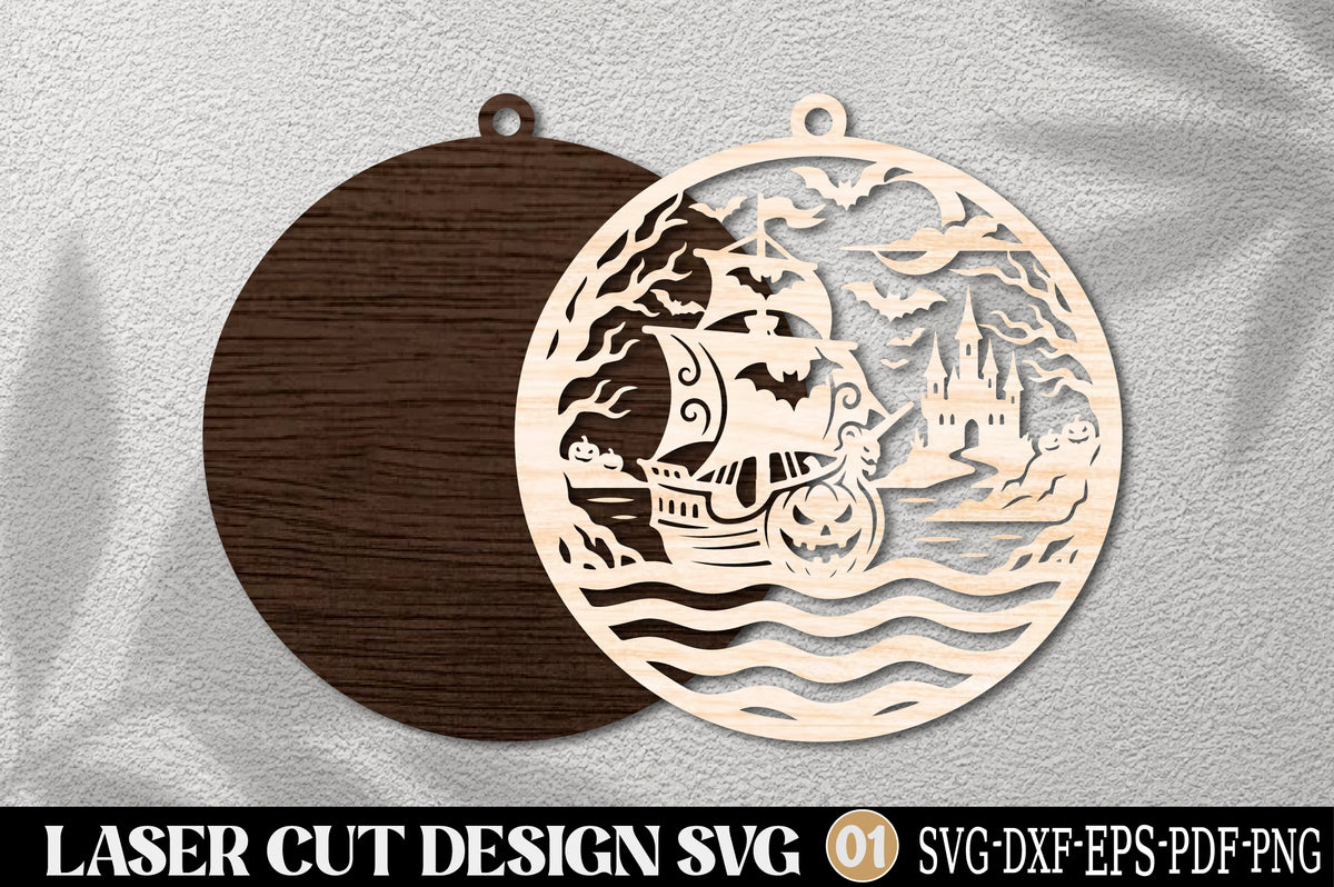 Spooky Witch Cauldron Halloween Laser Cut SVG | Haunted Witch Halloween Ornament