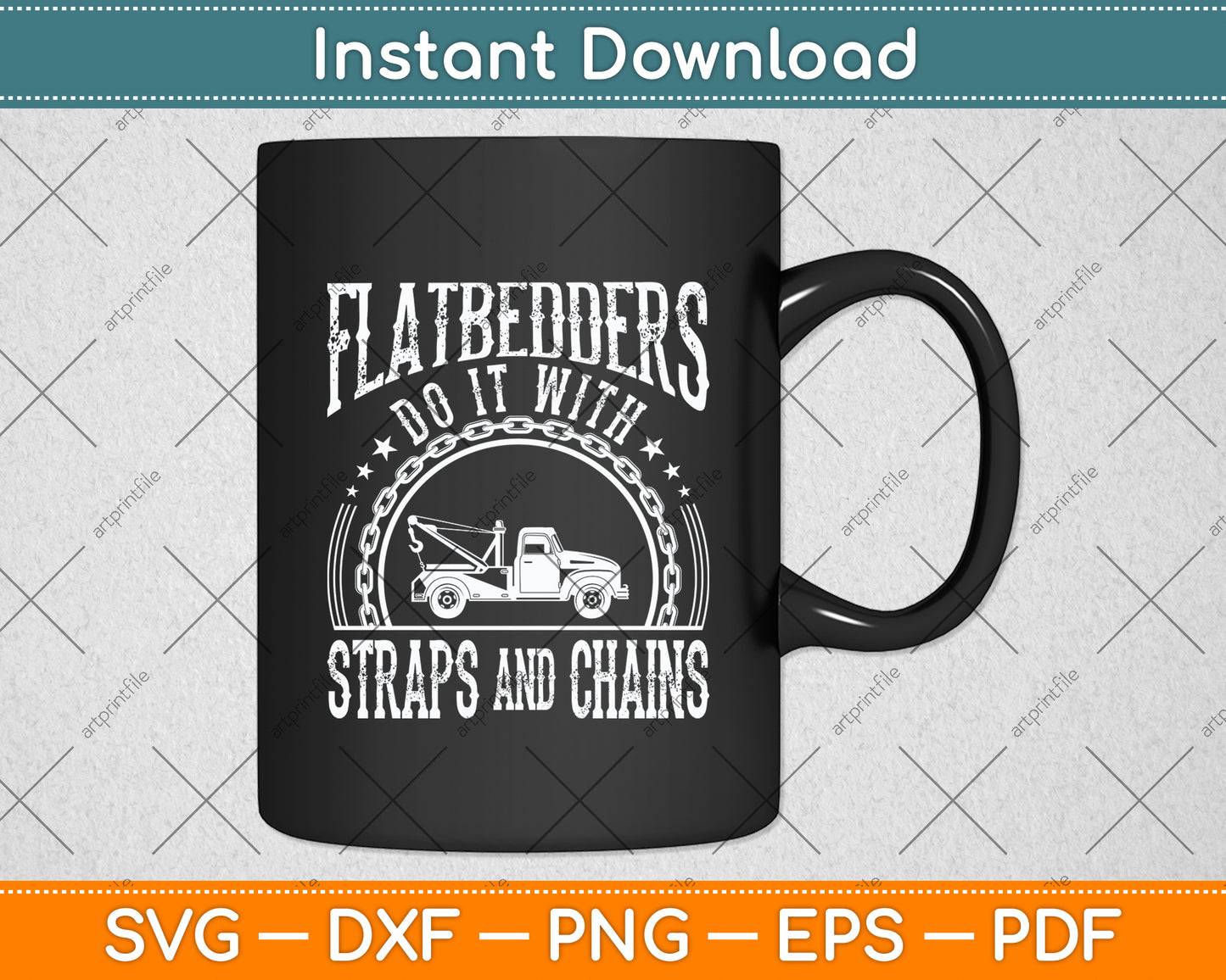 Straps And Chains Towing Tow Truck Driver Svg Digital Cutting File