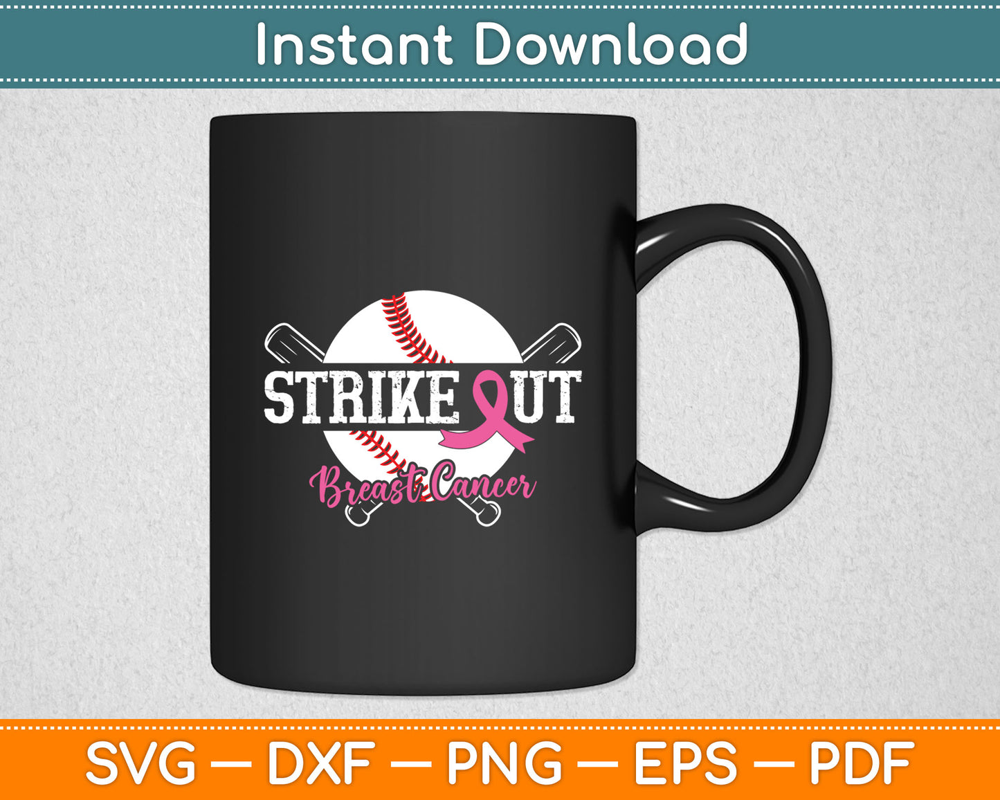 Strike Out Breast Cancer Baseball Breast Cancer Awareness Svg Digital Cutting File