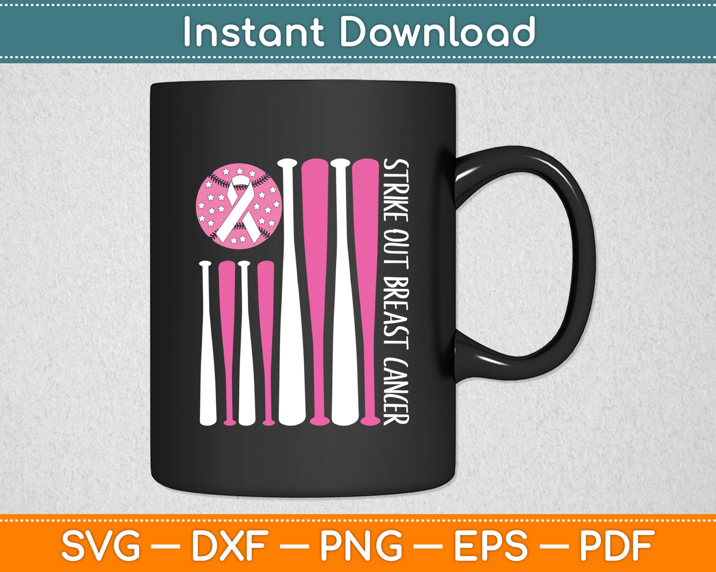 Strike Out Breast Cancer Softball Fight Awareness Svg Digital Cutting File