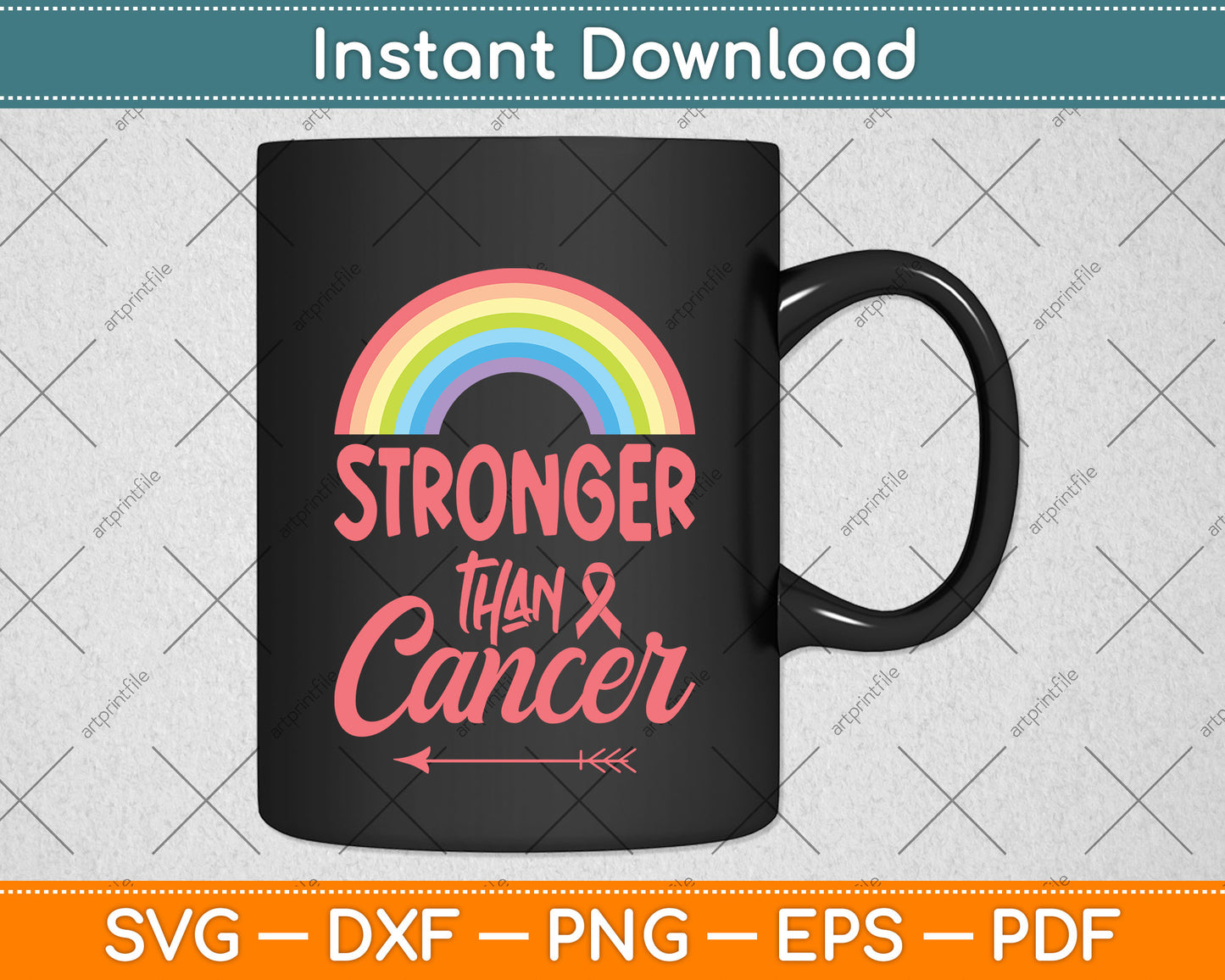 Stronger Than Cancer Rainbow Pediatric Cancer Svg Png Dxf Digital Cutting File