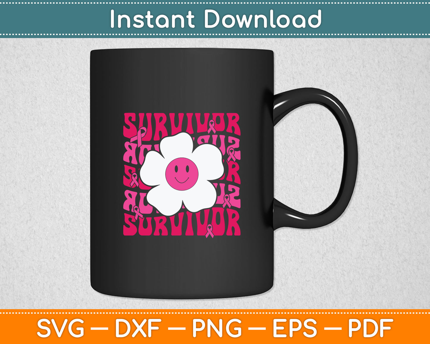 Survivor Breast Cancer Awareness Retro Groovy Breast Cancer Svg Digital Cutting File