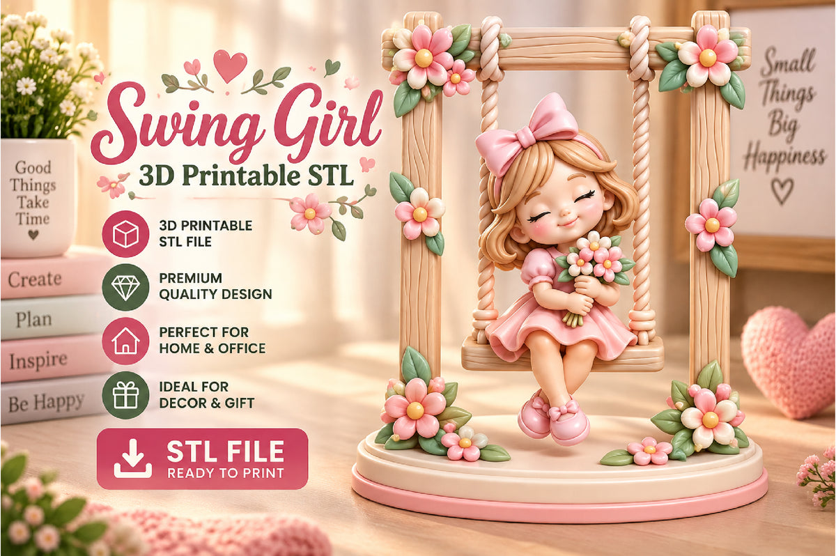 Swing Girl Figurine 3D STL File