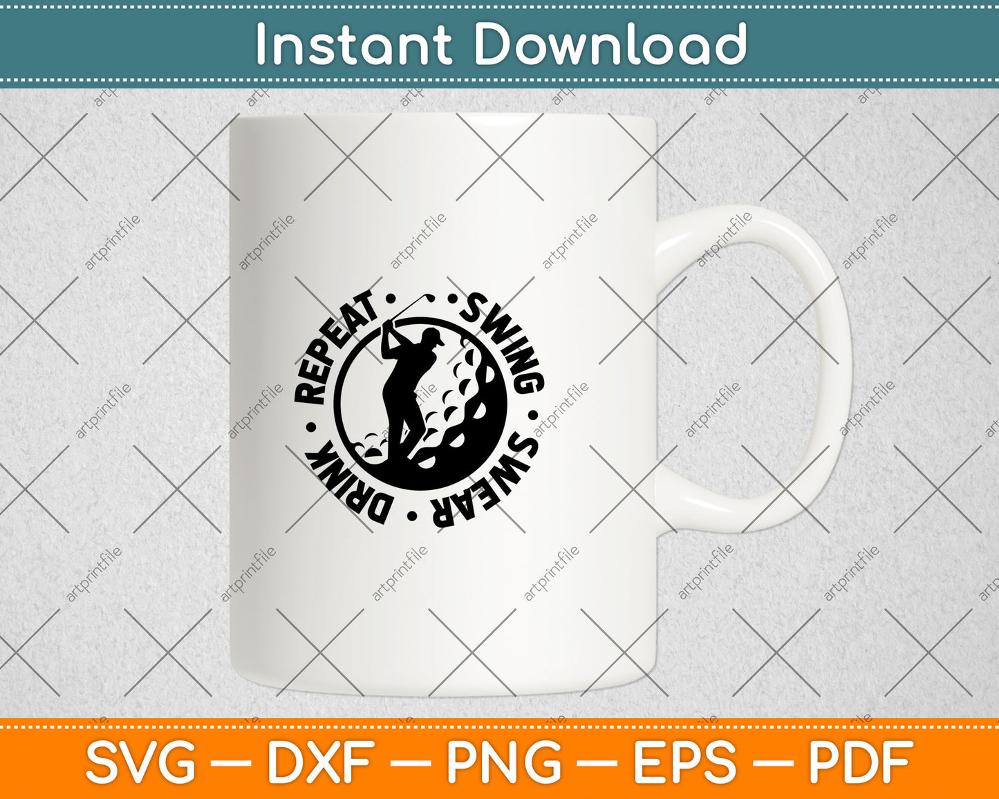 Swing Swear Drink Repeat Golf Svg Digital Cutting File