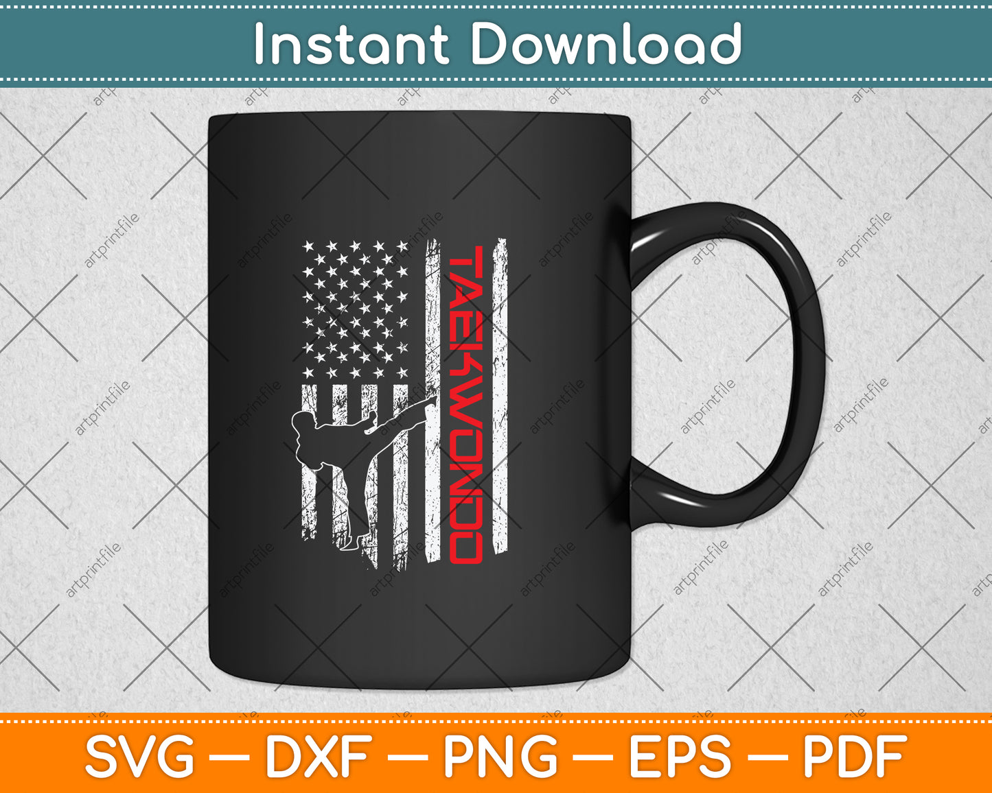 Taekwondo American Flag Svg Png Dxf Digital Cutting File