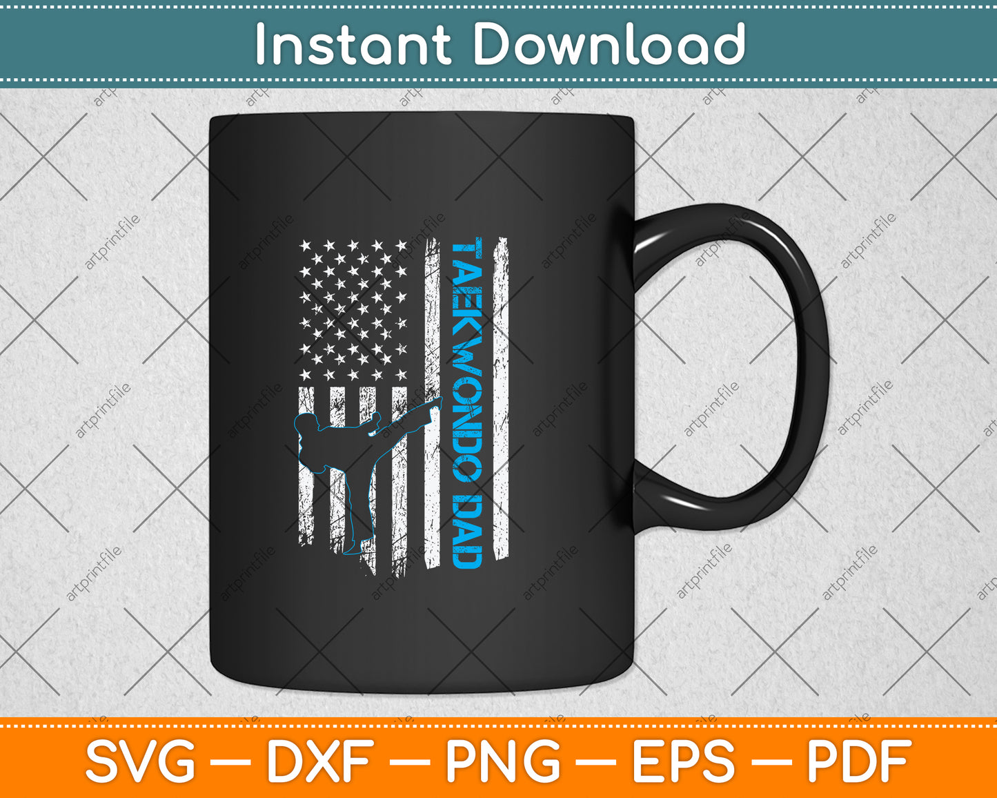 Taekwondo Dad Vintage Usa Flag Svg Png Dxf Digital Cutting File