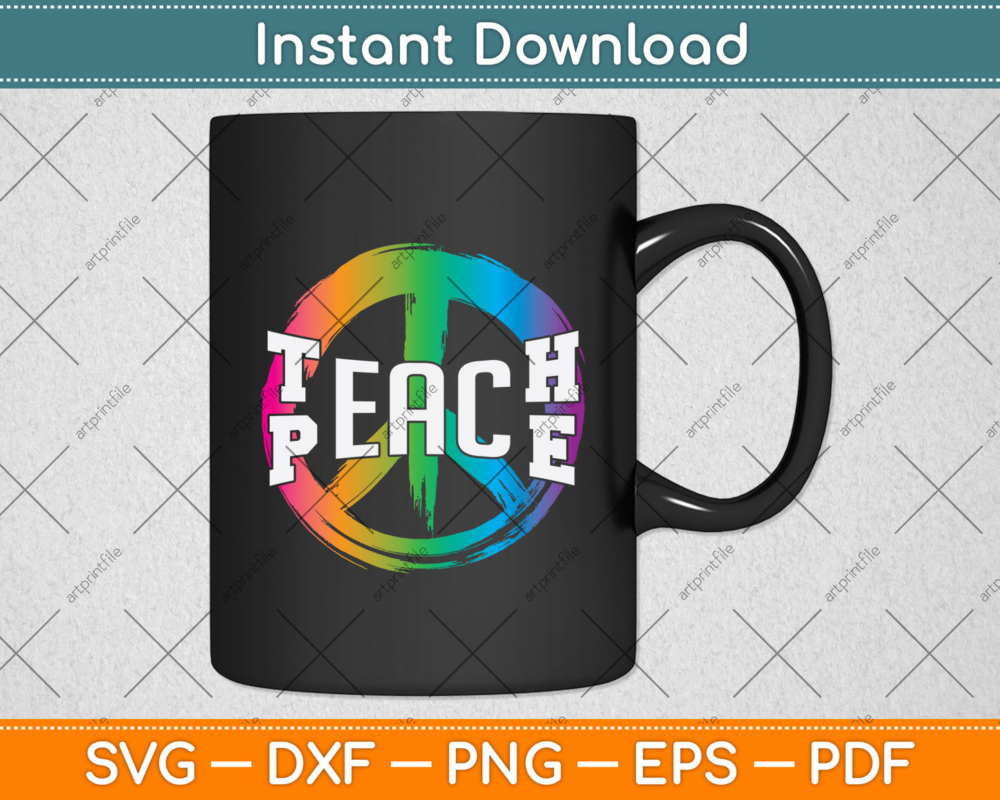 Teach Peace Hippie Svg Png Dxf Digital Cutting File