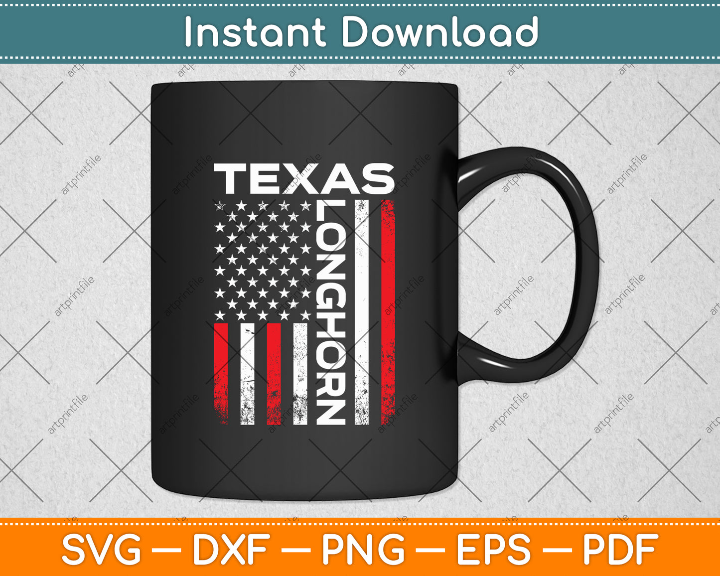 Texas Longhorn American Flag Svg Digital Cutting File
