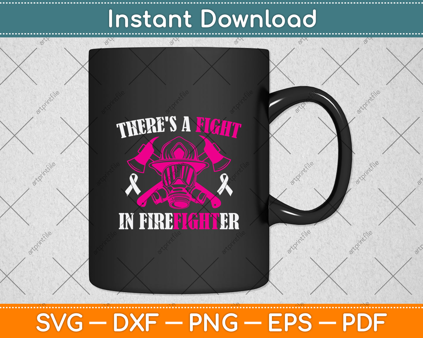 There's a Fight in Firefighter Breast Cancer Awareness Svg Png Dxf Digital Cutting File