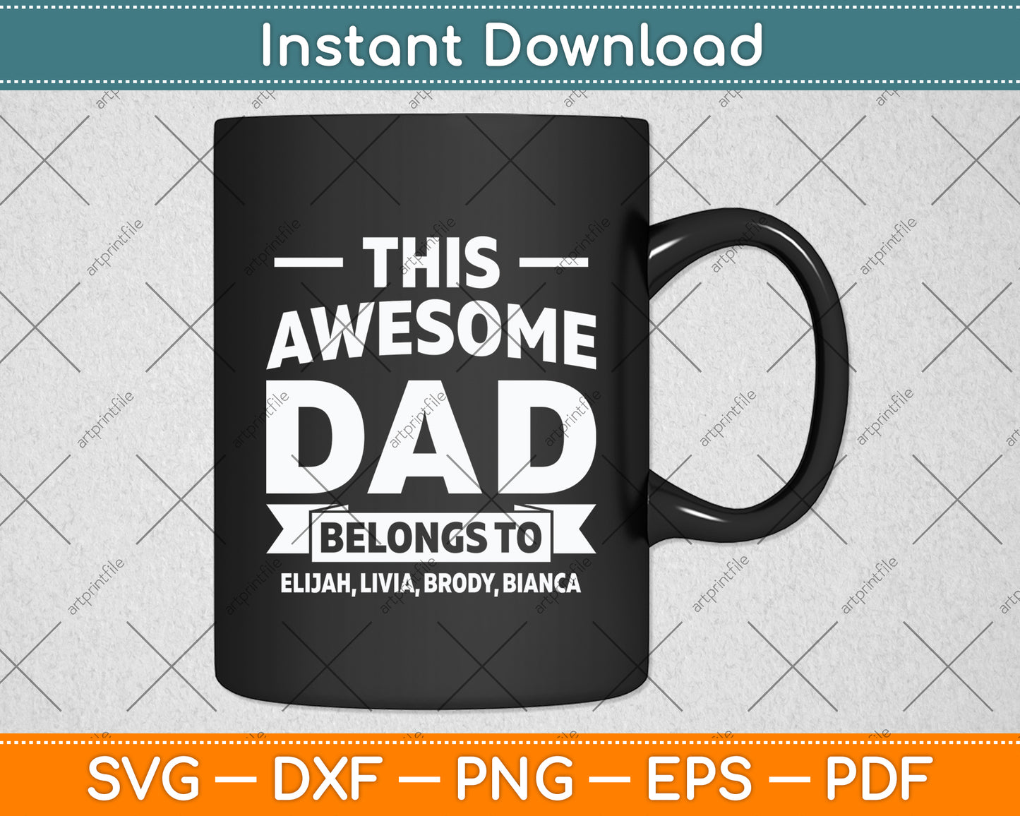 This Awesome Grandpa Belongs To Elijah Livia Brody Bianca Svg Digital Cutting File