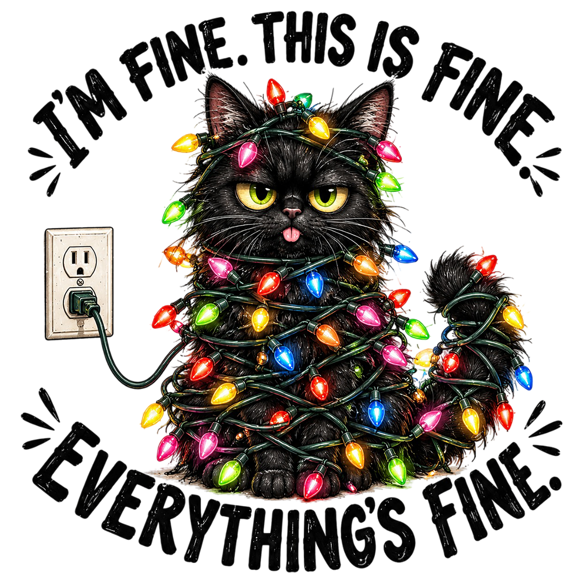 This Is Fine Christmas Cat PNG