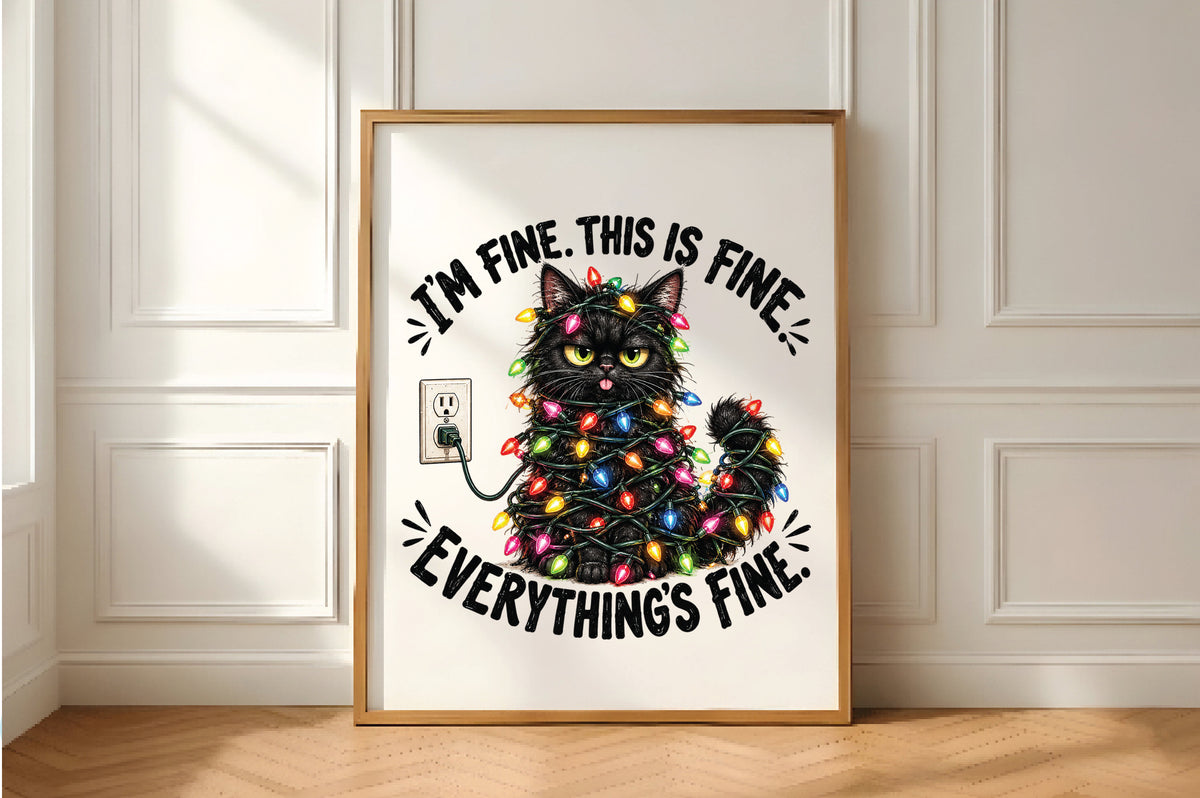 This Is Fine Christmas Cat PNG