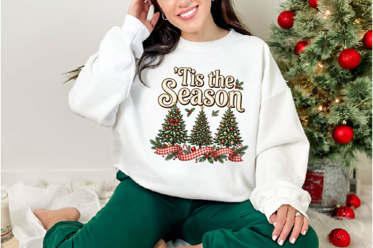 Tis the Season Christmas PNG, Christmas Tree Ribbon Holiday Sublimation Design, Festive Xmas Shirt Design