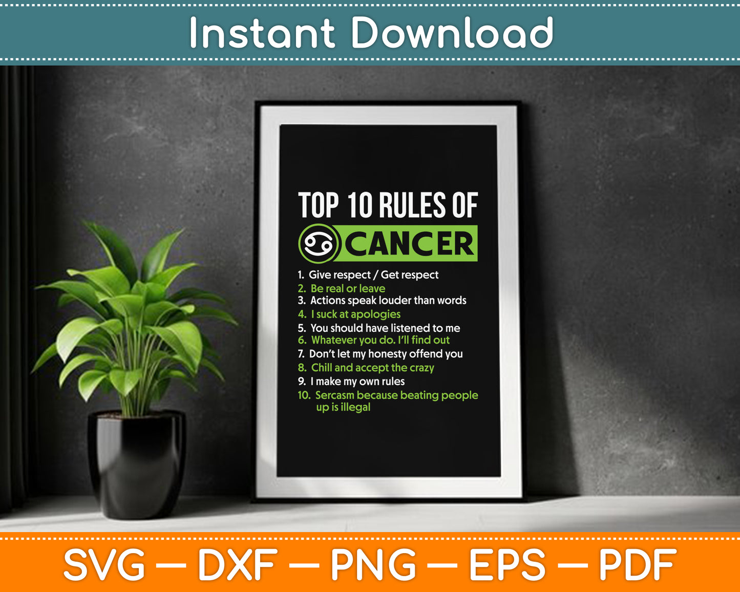 Top 10 Rules of Cancer Zodiac Facts Features Horoscope SVG PNG Cutting File
