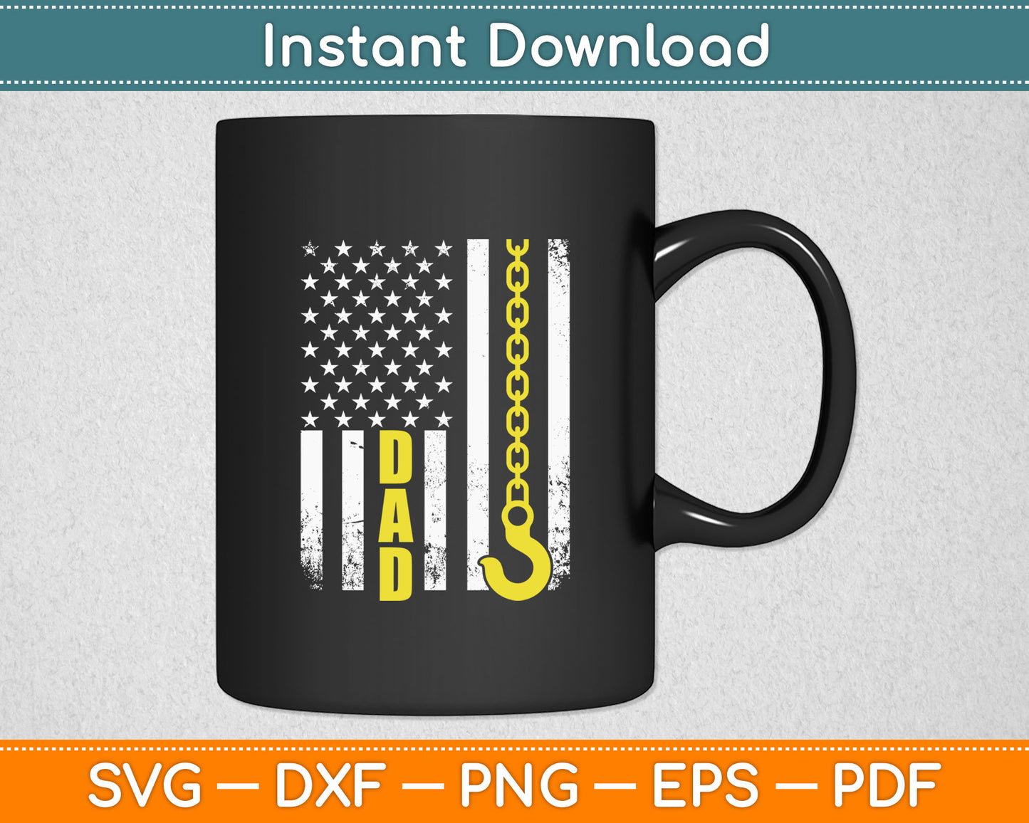 Tow Truck Driver Towing Dad USA Flag Thin Yellow Line Hook Svg Digital Cutting File