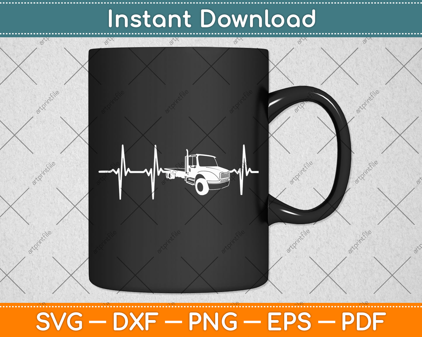 Tow Truck Driver Heartbeat Father's Day Svg Digital Cutting File