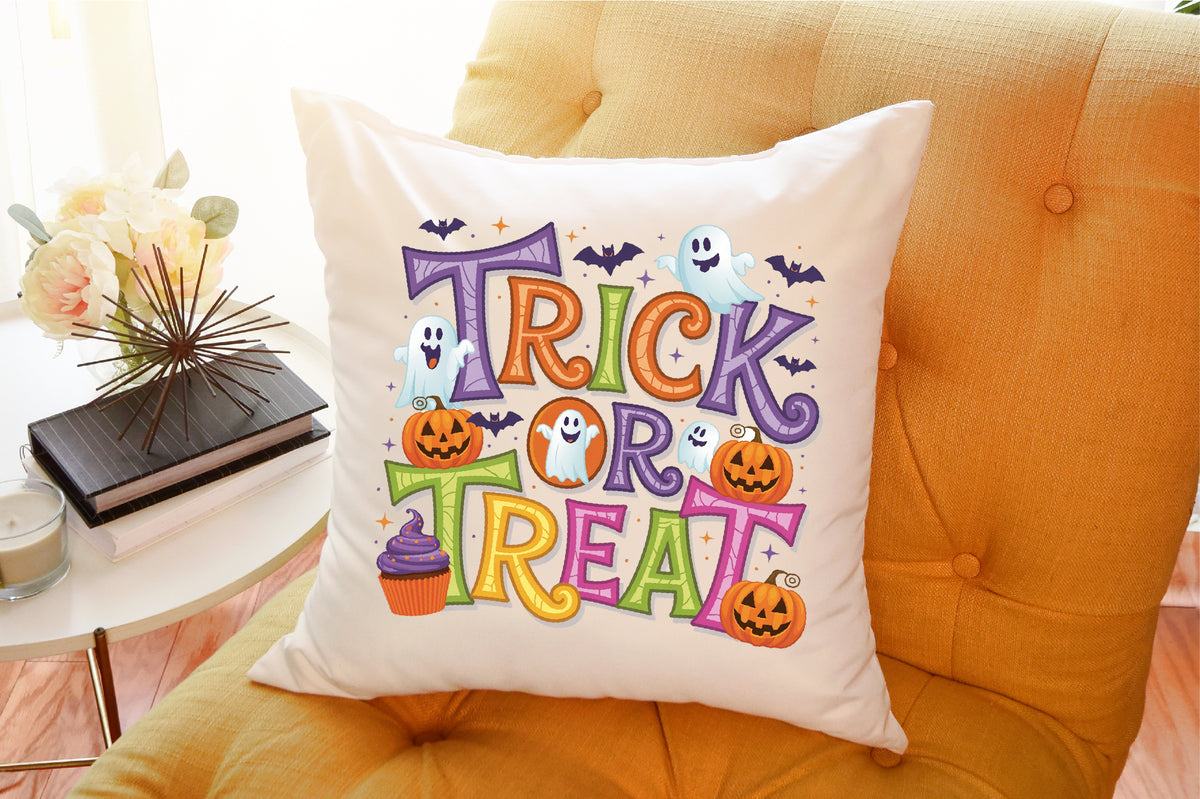 Trick or Treat Halloween Ghost Pumpkin PNG Design