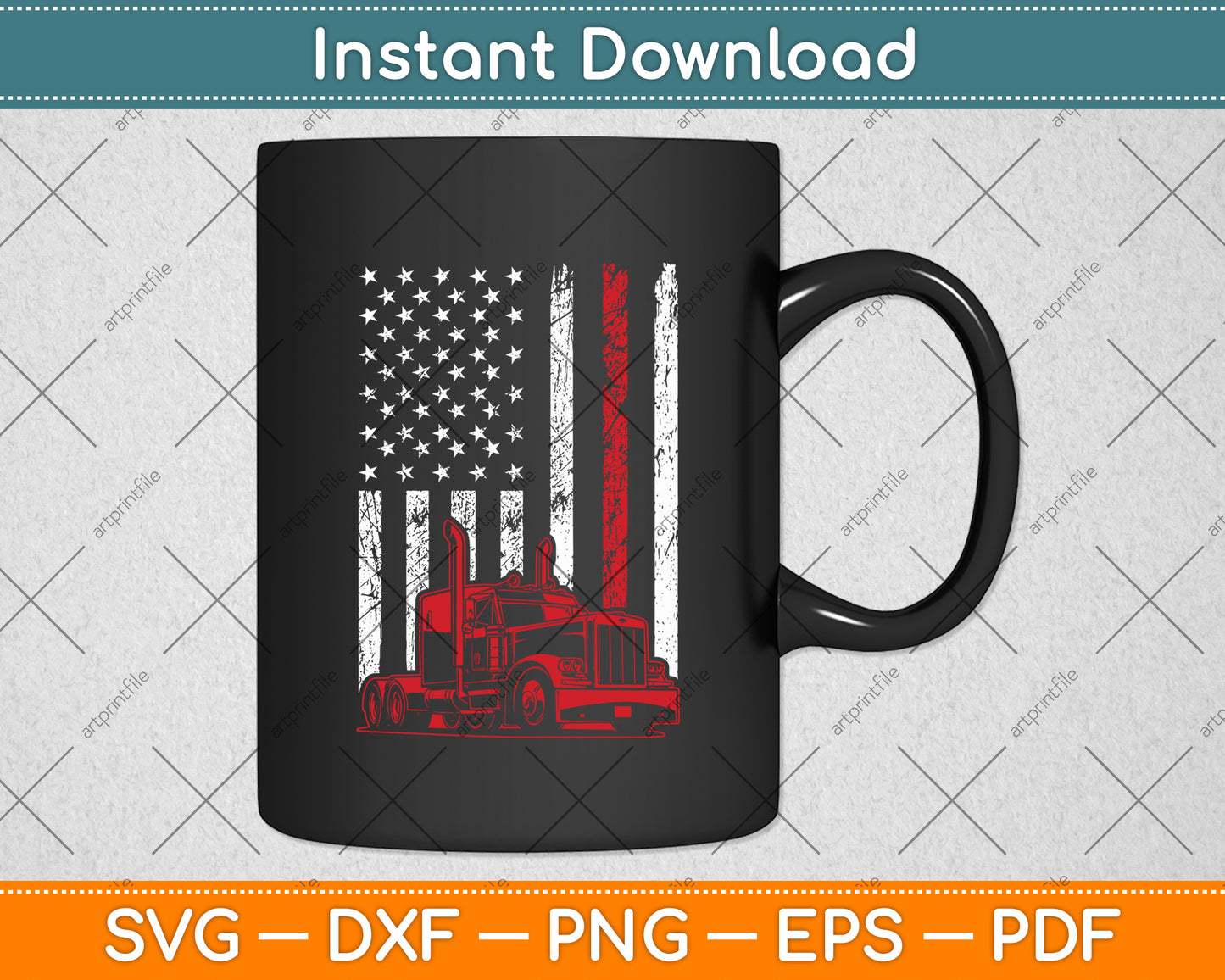 Trucker American Flag Image Truck Driver Dad 4th Of July Svg Digital Cutting File