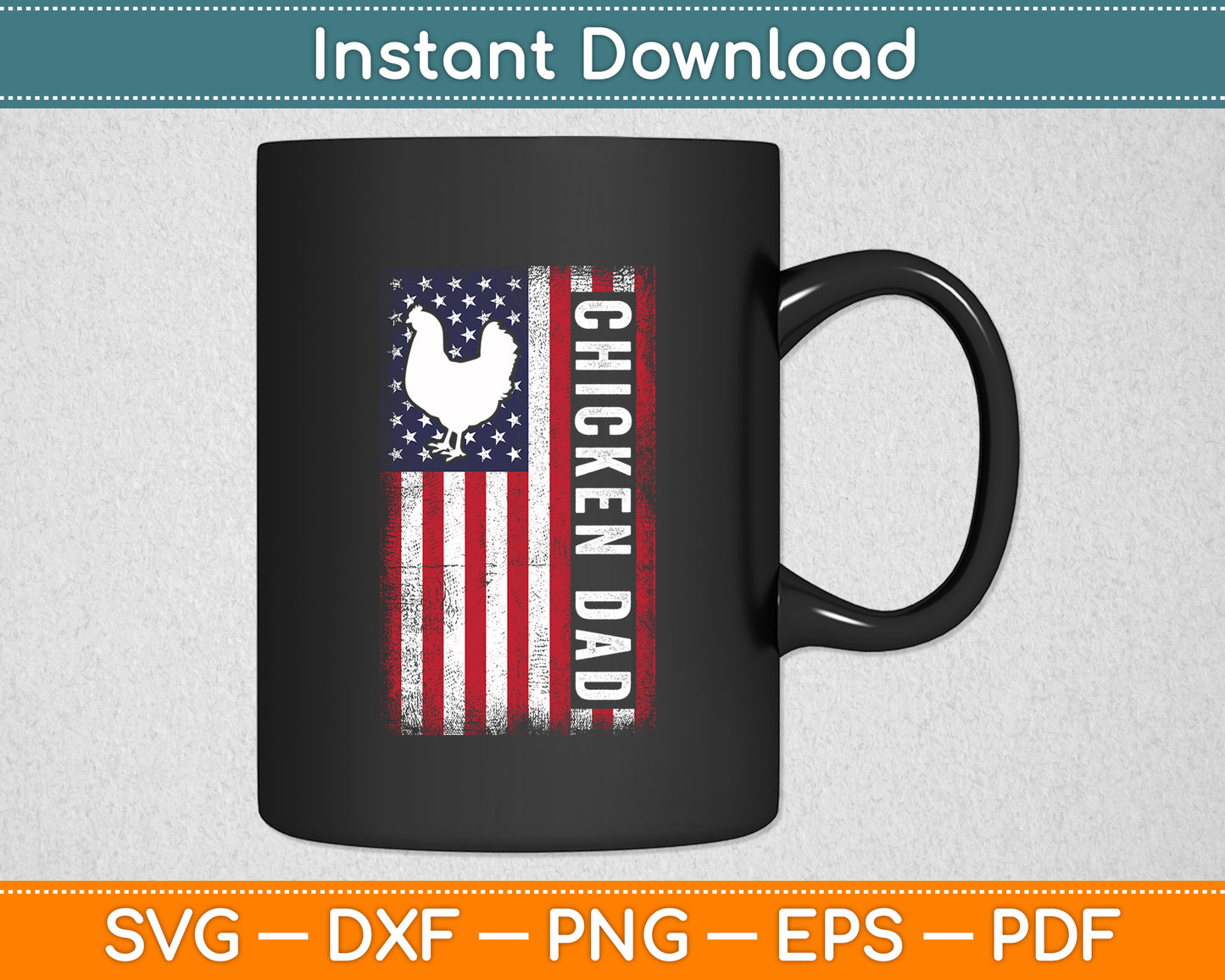 USA American Flag Chicken Dad Svg Digital Cutting File