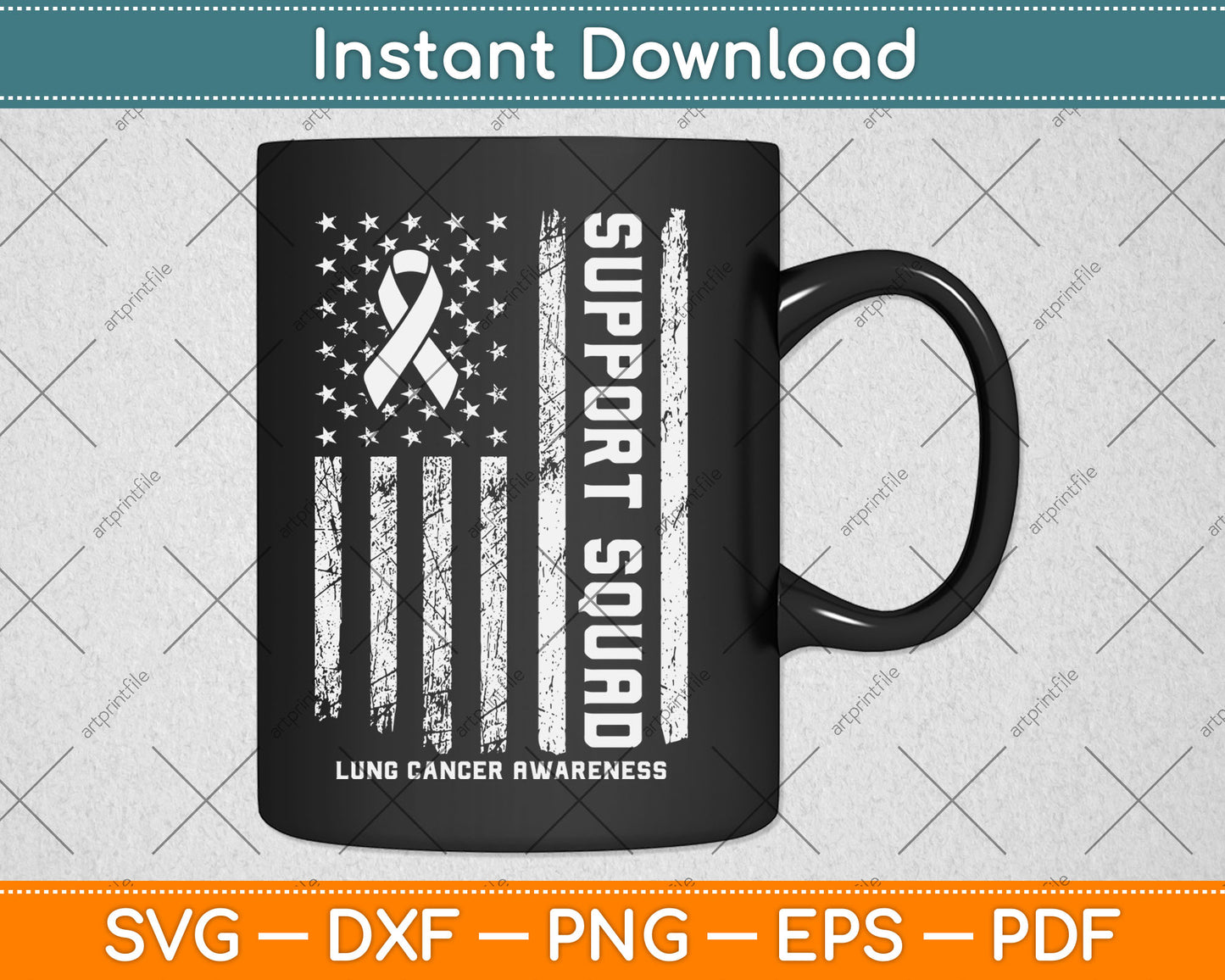 USA Flag Lung Cancer Support Squad Cancer Awareness Svg Digital Cutting File