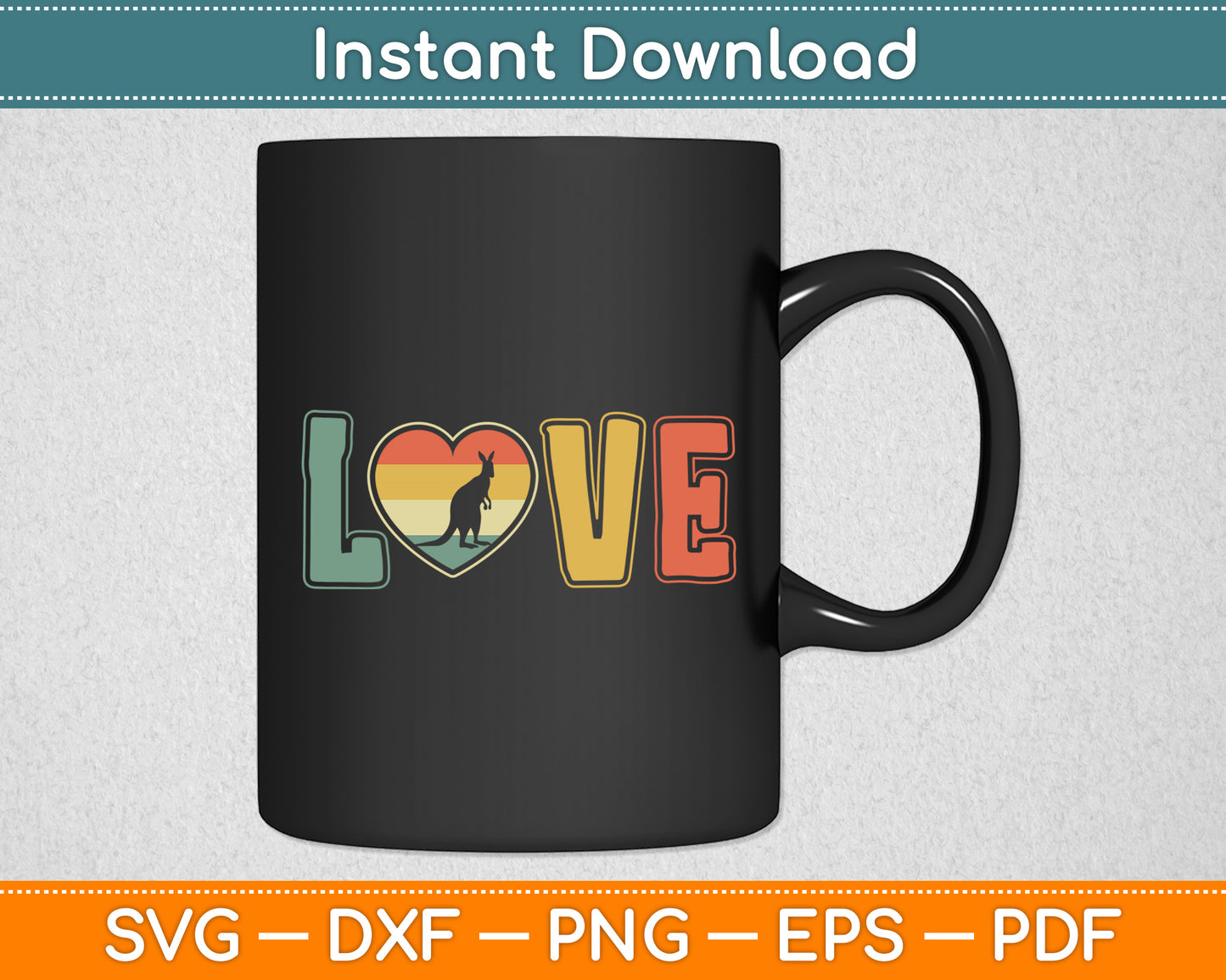 Valentines Distressed Vintage Kangaroo Lover Funny Animals Svg Digital Cutting File