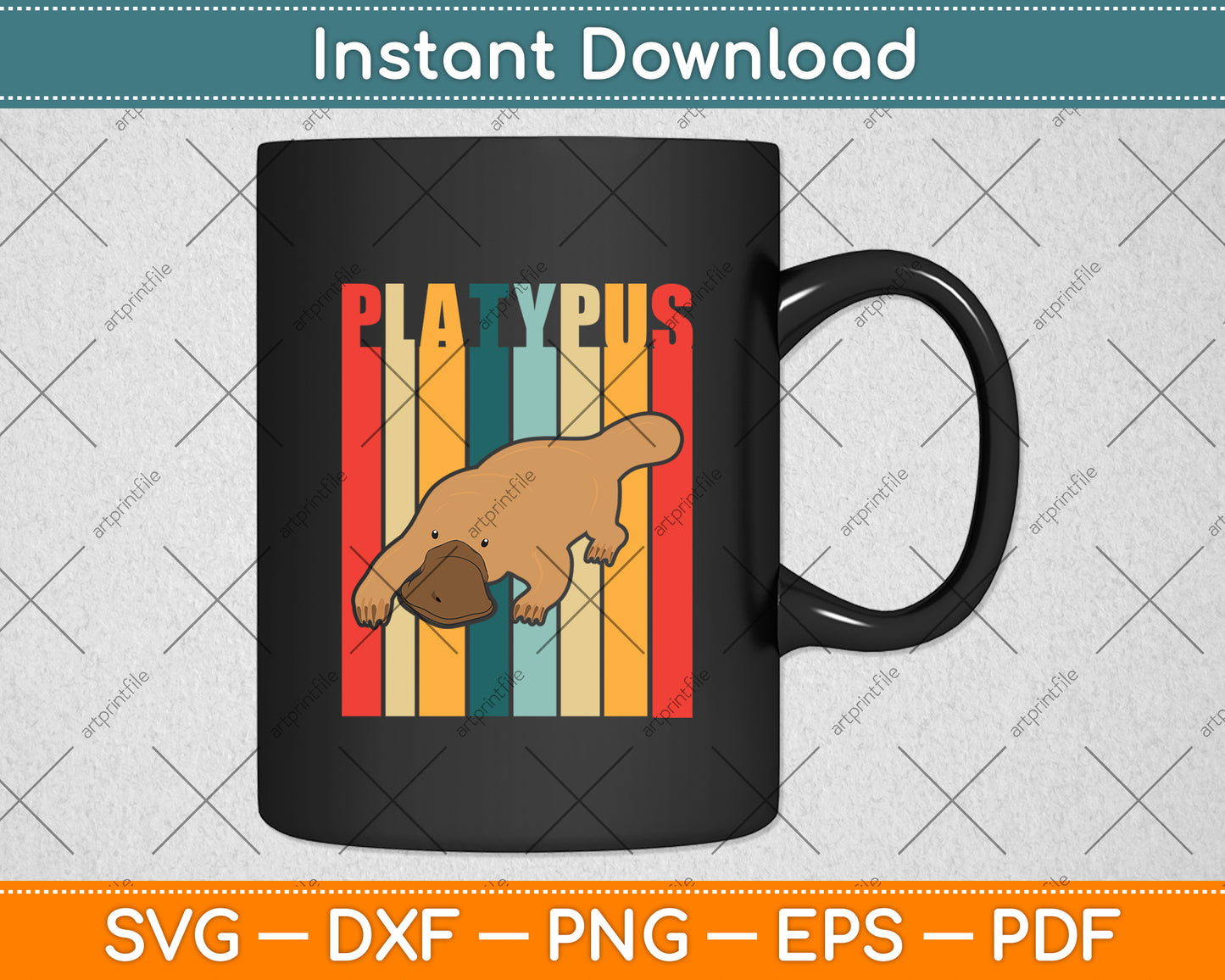 Vintage Platypus Retro Svg Png Dxf Digital Cutting File