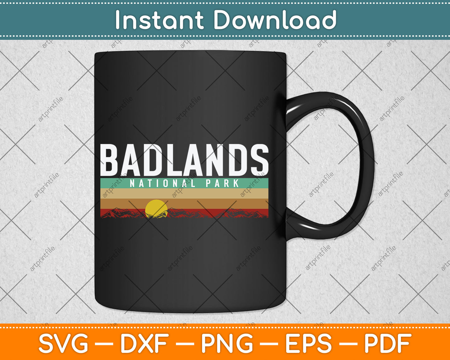 Vintage Badlands National Park Retro Svg Digital Cutting File