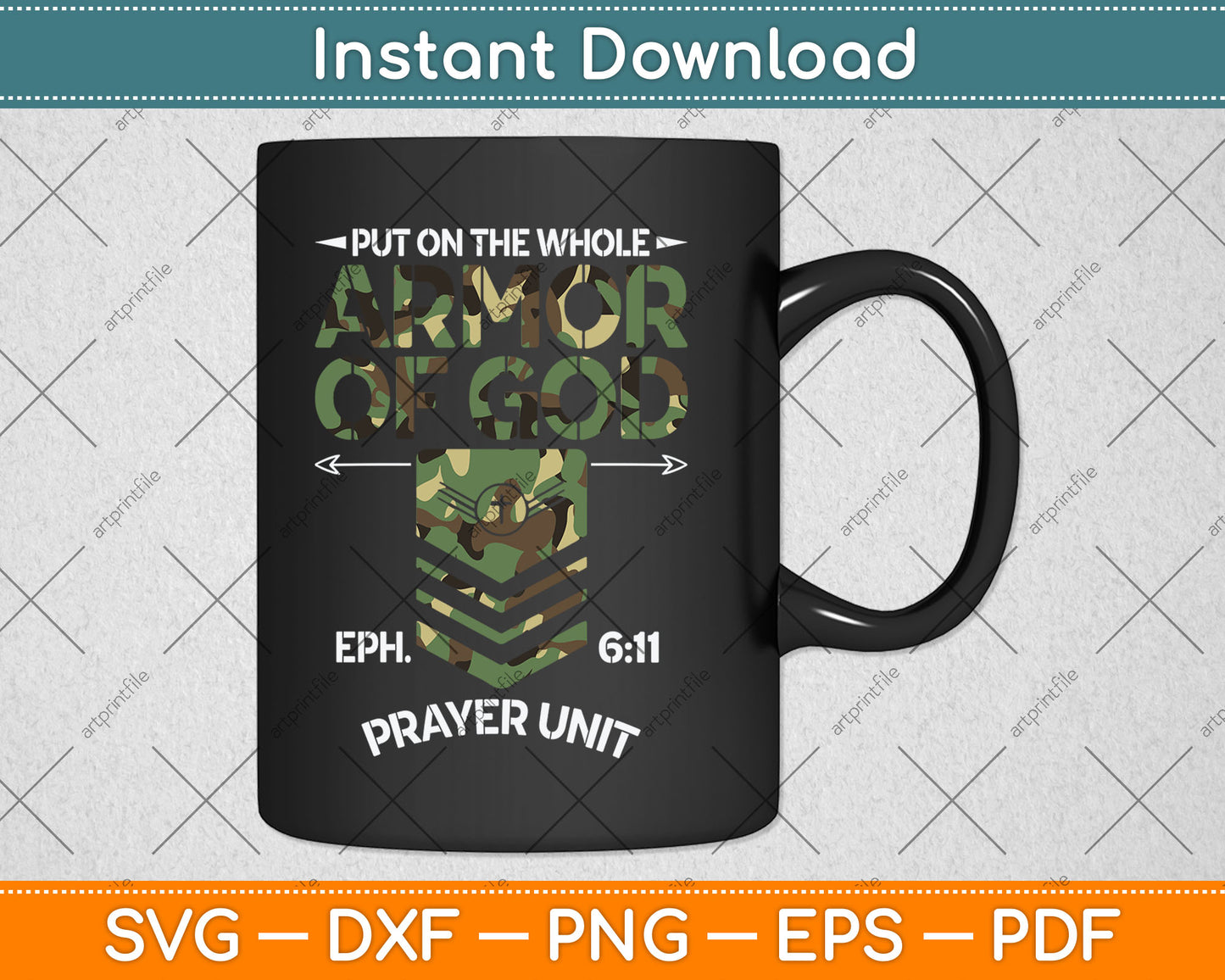 Vintage Camo Armor Of God Christians Religious Camouflage Svg Digital Cutting File