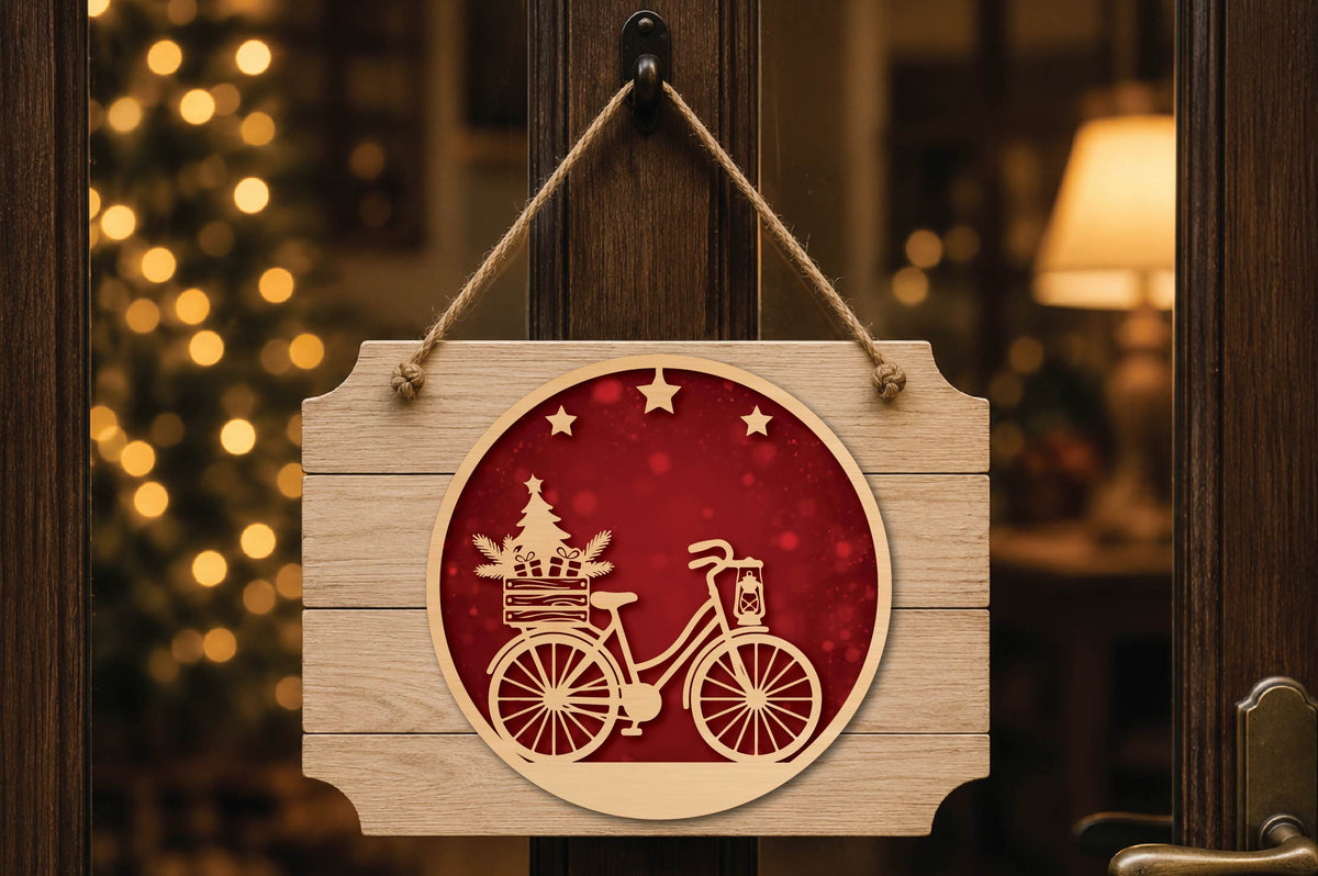 Vintage Christmas Bicycle Laser Cut SVG