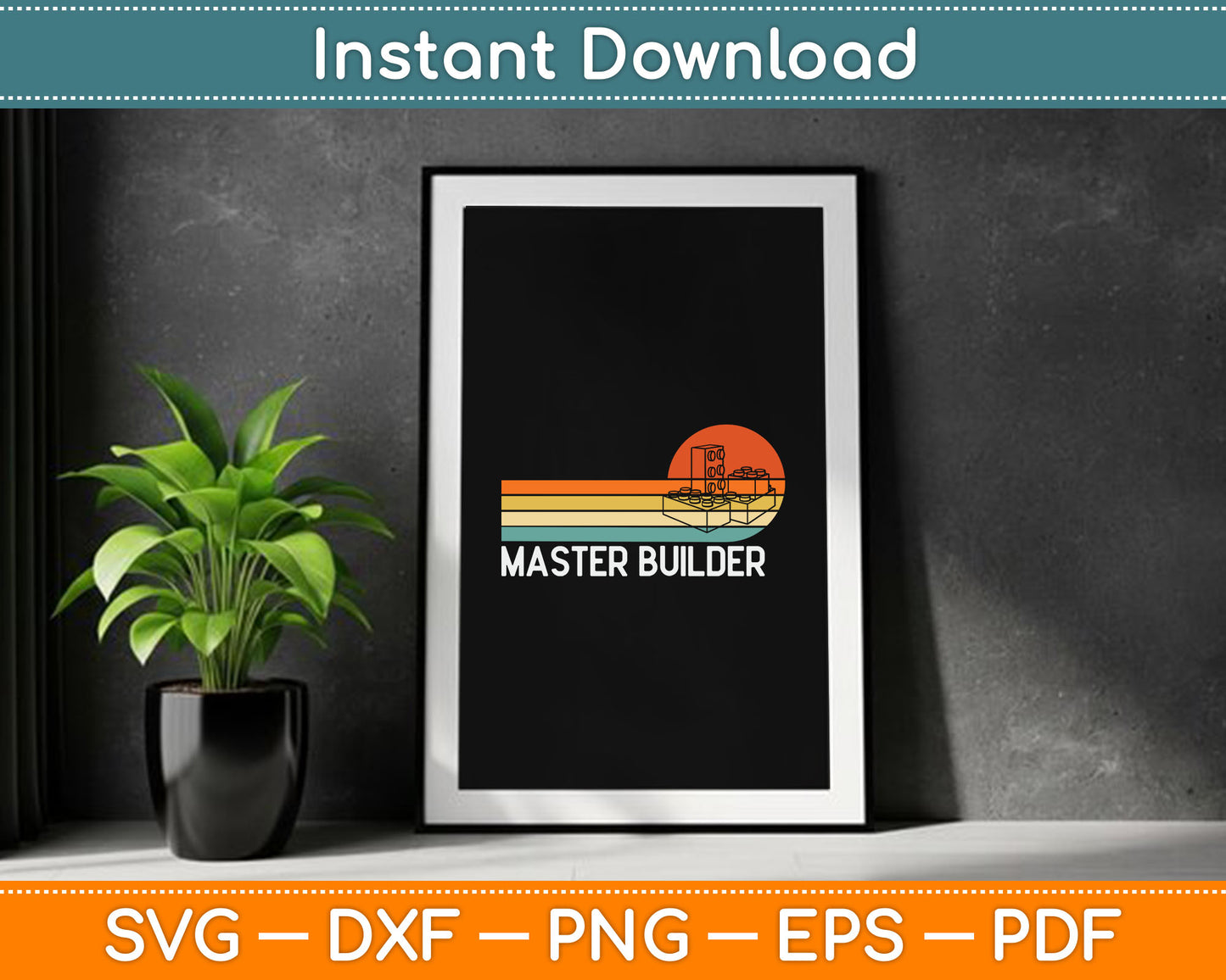 Vintage Master Builder Block Building Birthday SVG Digital Cutting File